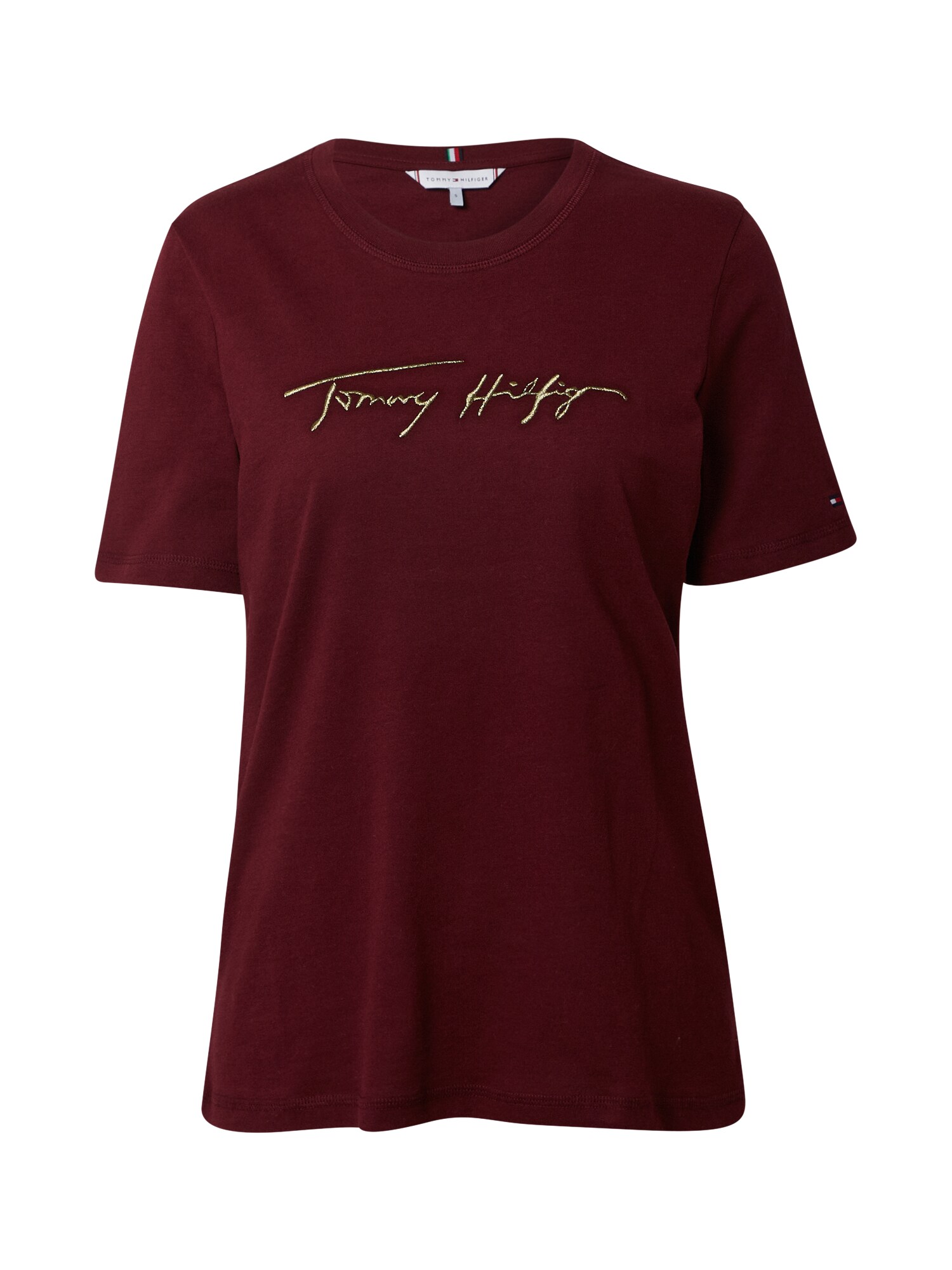 TOMMY HILFIGER Marškinėliai  vyšninė spalva / auksas