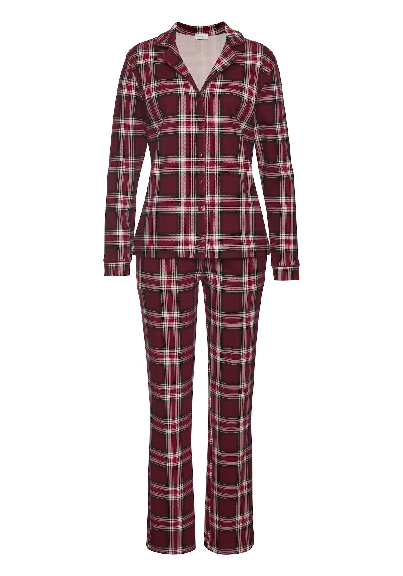 LASCANA Pijama  roșu / roşu închis / negru / alb