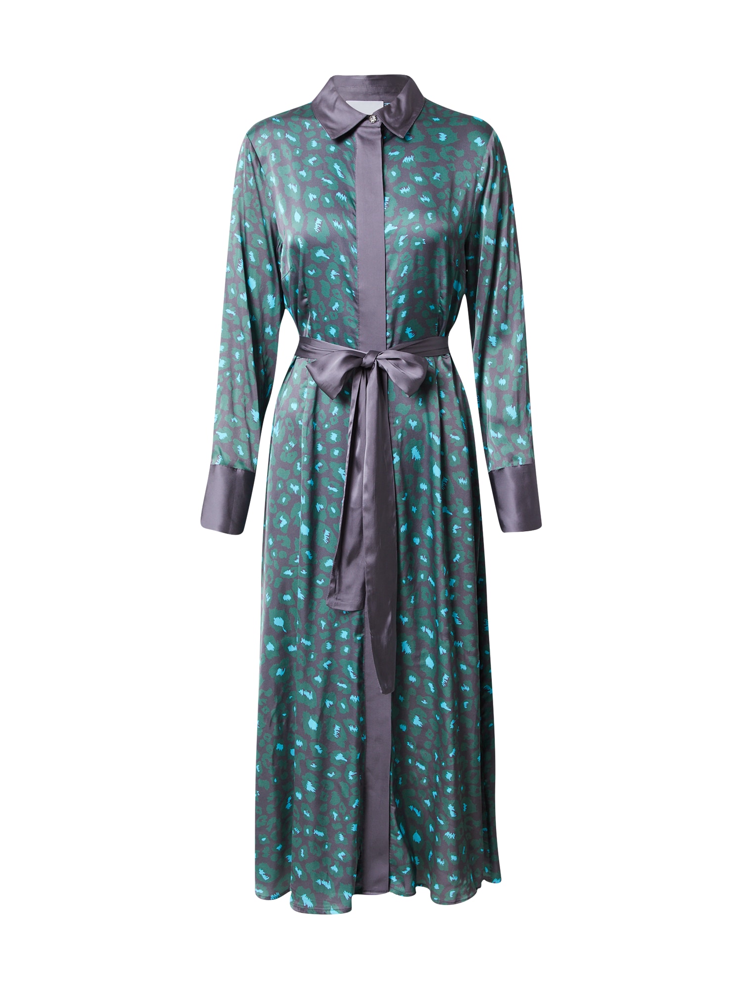 DELICATELOVE Palaidinės tipo suknelė 'MINA' šviesiai mėlyna / ruda / žalia
