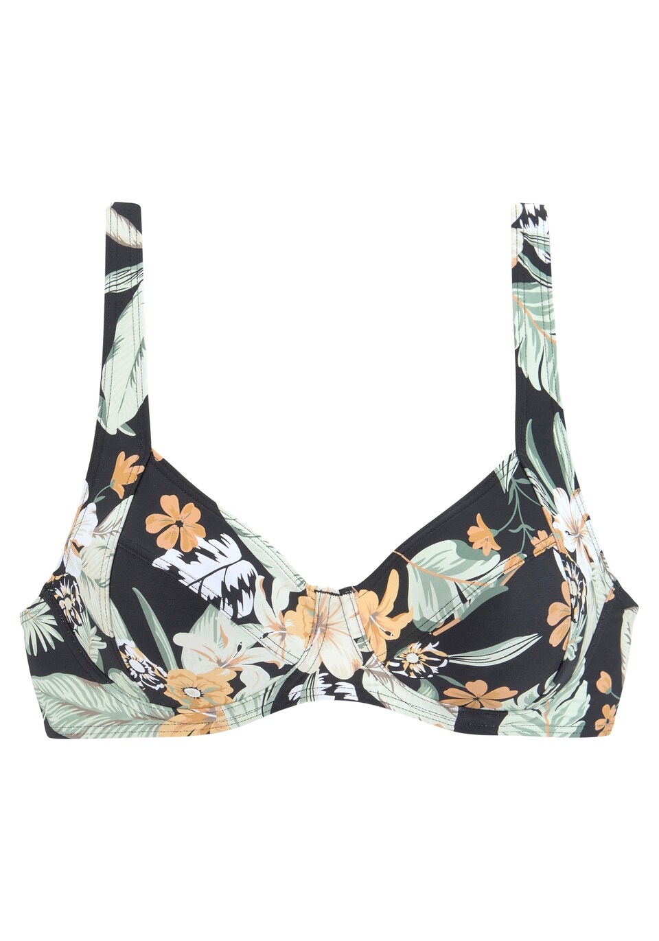 Bikiniöverdel jade / pastellgrön / ljusorange