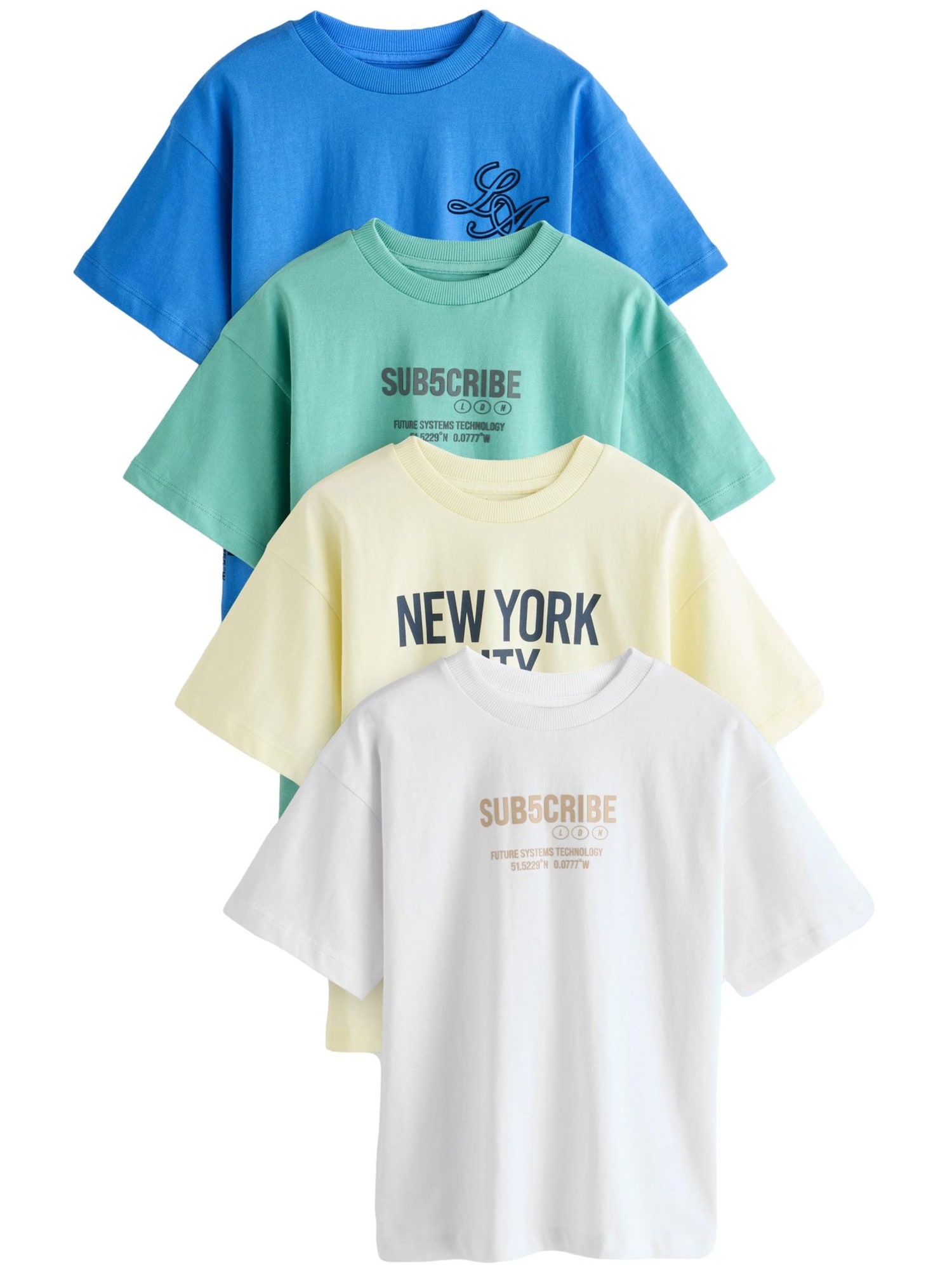 Next Tricou  albastru / galben / verde / negru / alb