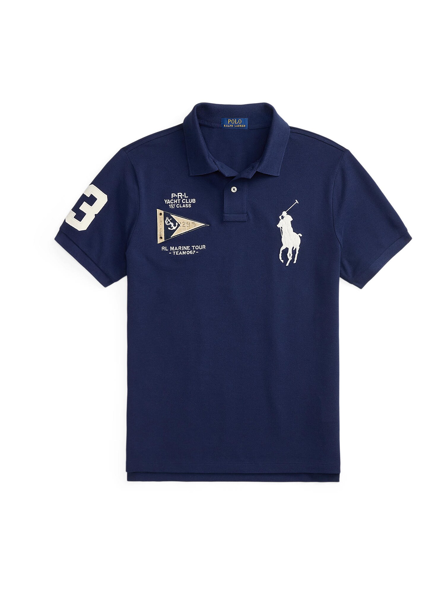 Polo Ralph Lauren Tricou  ecru / bleumarin / alb