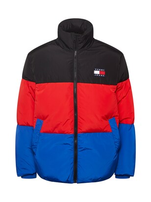 Tommy Jeans Winterjas ‘Bold’ Royal blue/koningsblauw / Rood / Zwart / Wit