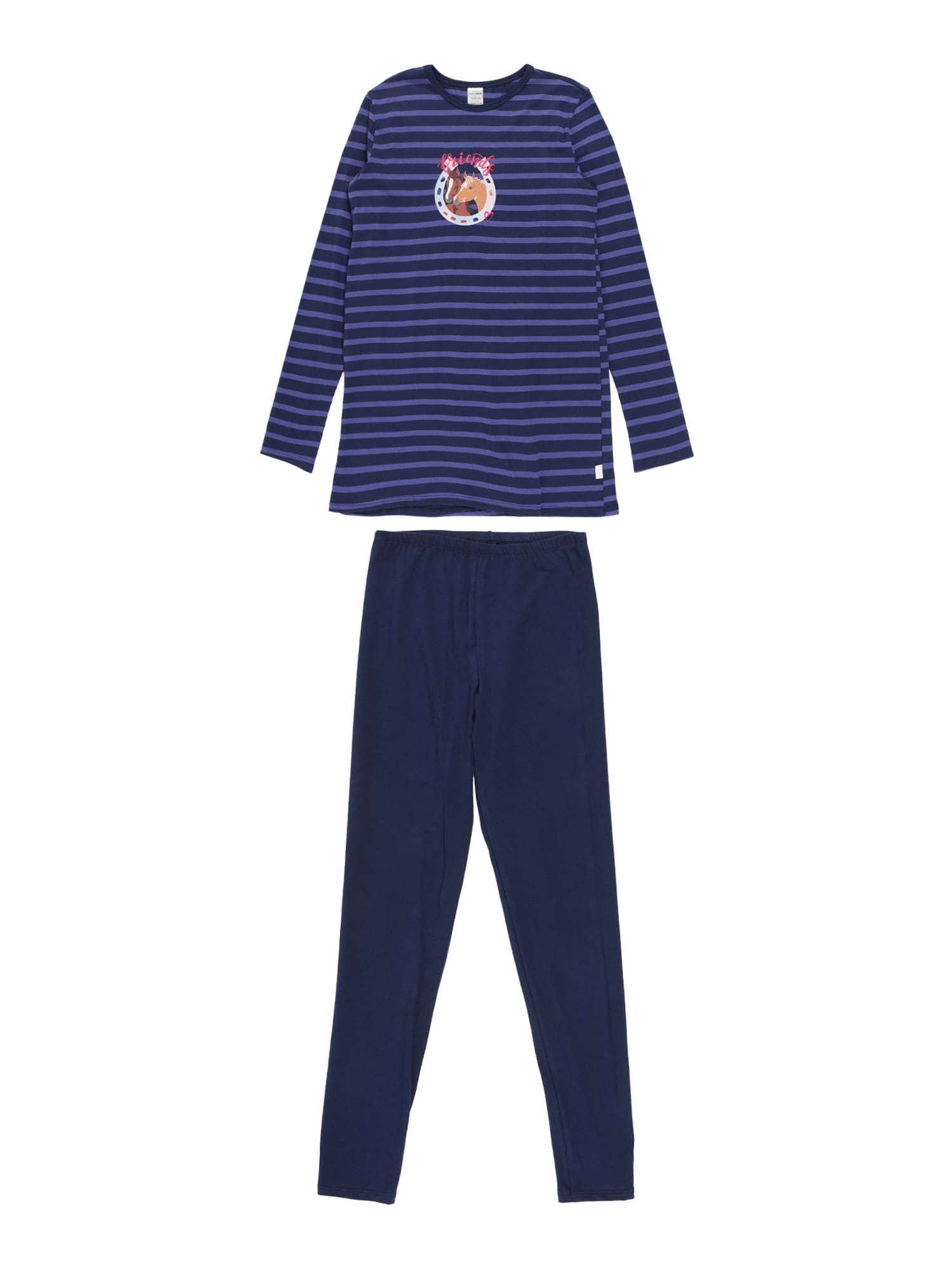 SCHIESSER Комплект пижама 'Horse World'  морскосиньо / нейви синьо / кафяво / бяло