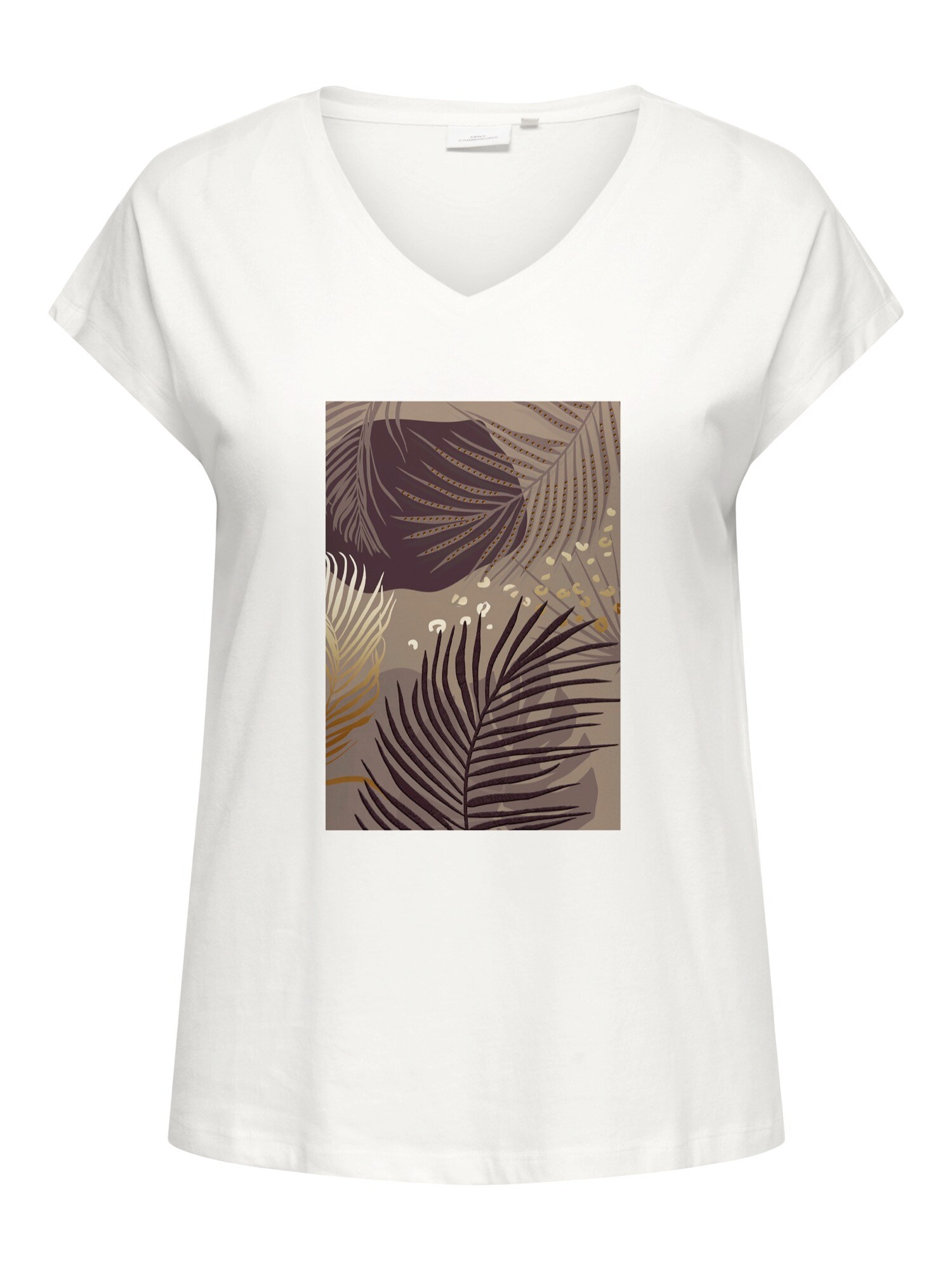 ONLY Carmakoma Tricou 'CARCARINA'  bej / ciocolatiu / auriu / alb