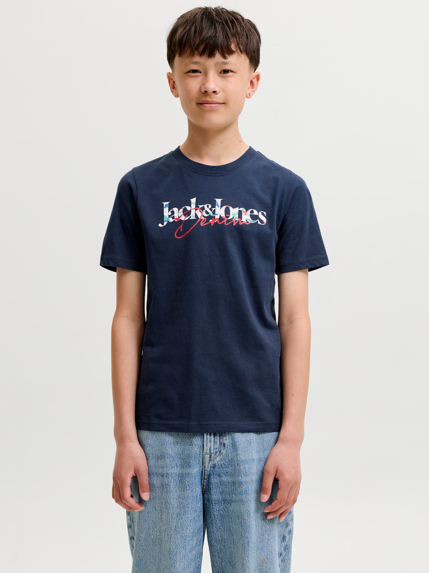 Jack & Jones Junior Tricou JJTom albastru marin / roşu închis / alb