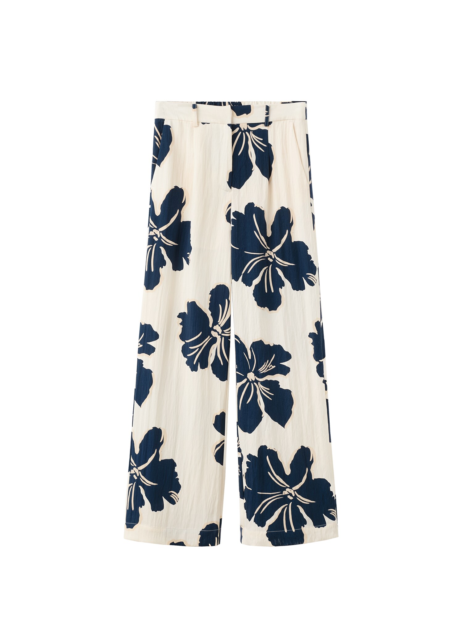 MANGO Pantaloni cutați DOTTER albastru noapte / alb murdar