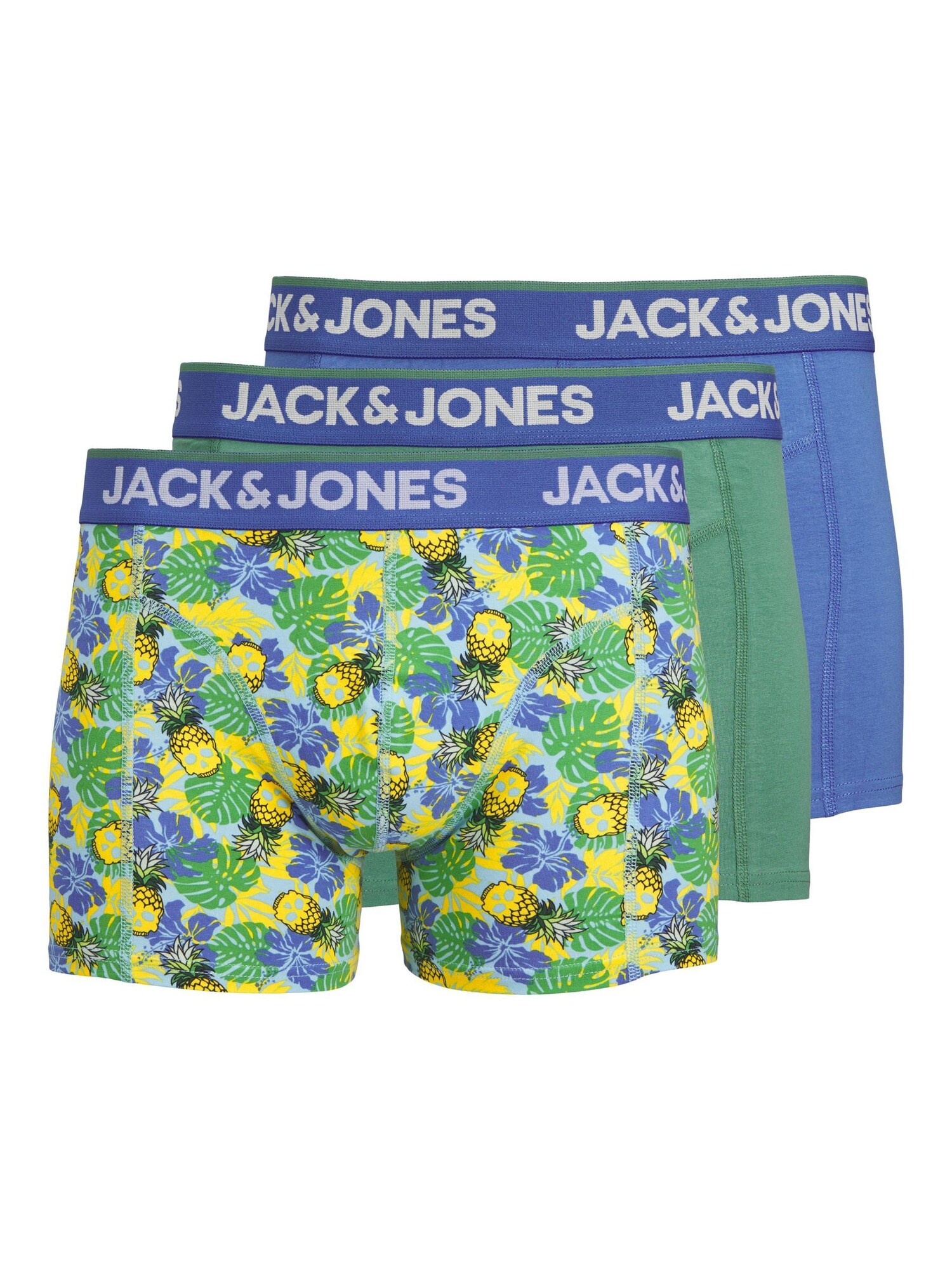 JACK & JONES Boxerky 'JACPINEAPPLE SKULL'  modrá / žltá / zelená / biela