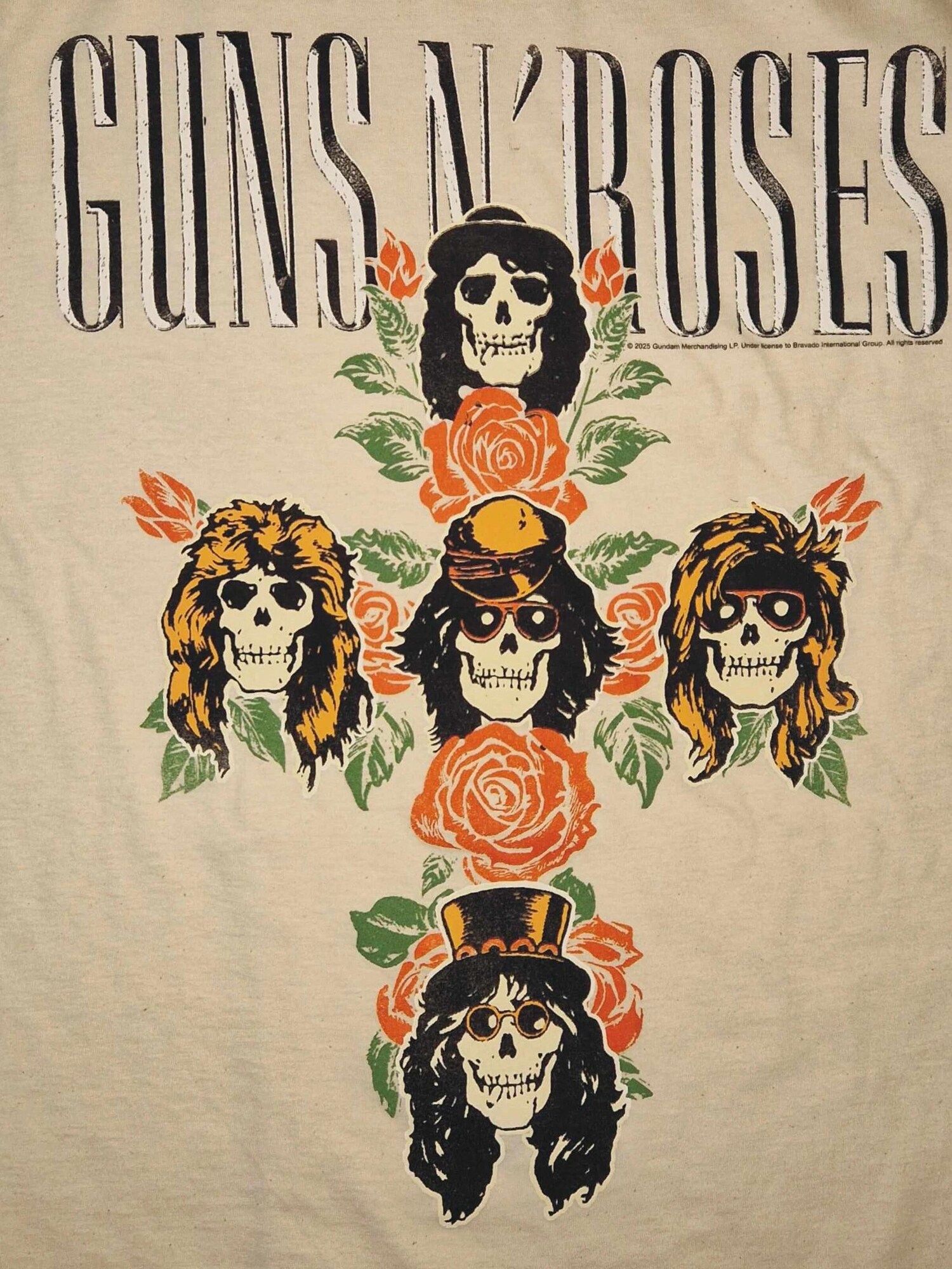 GUNS N' ROSES Camiseta 'Guns N´Roses Rose Cross T-Shirt'  blanco natural – imagen 3
