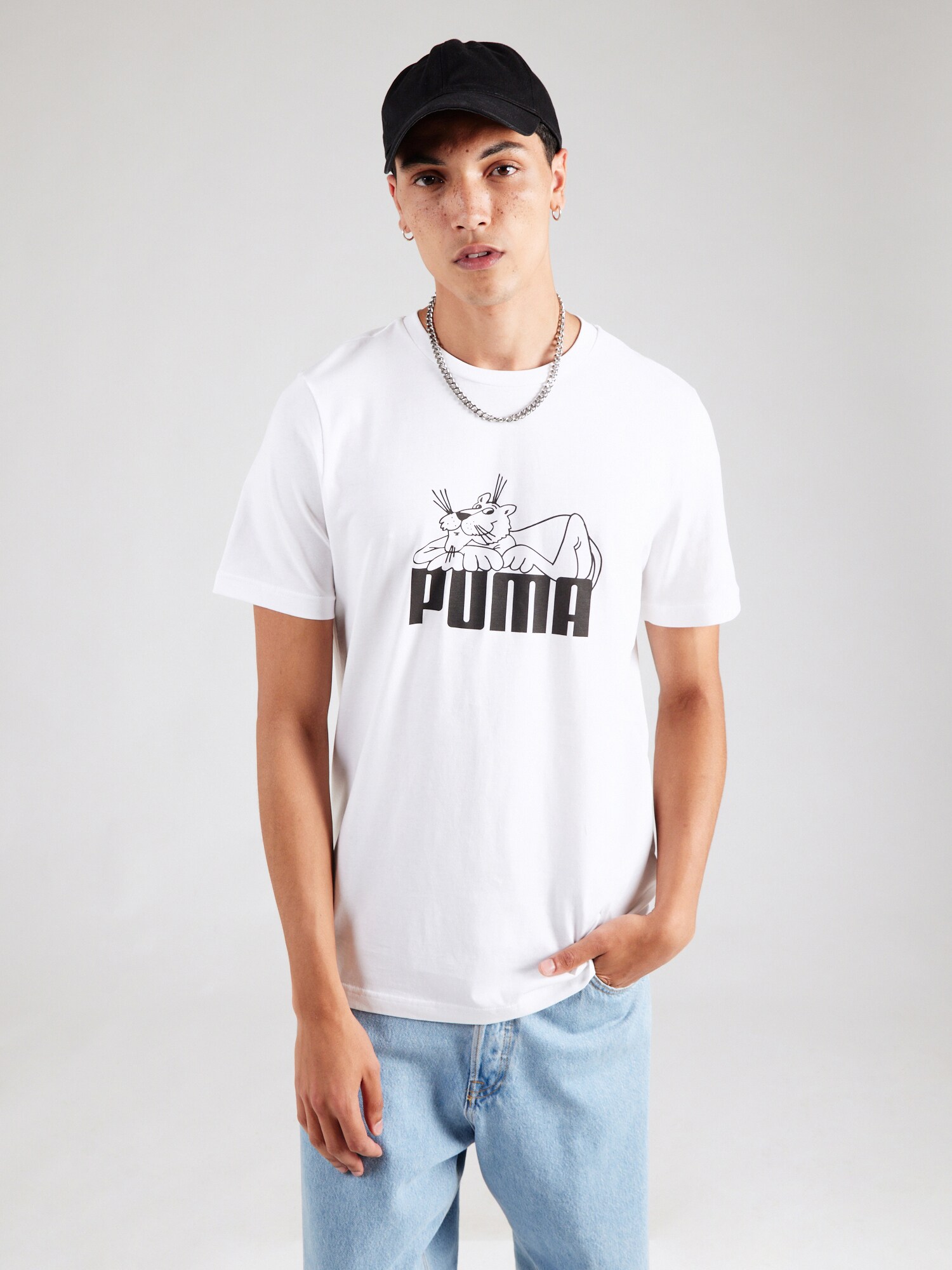PUMA Póló 'GRAPHIC Super Puma'  fekete / fehér termék 2. képe