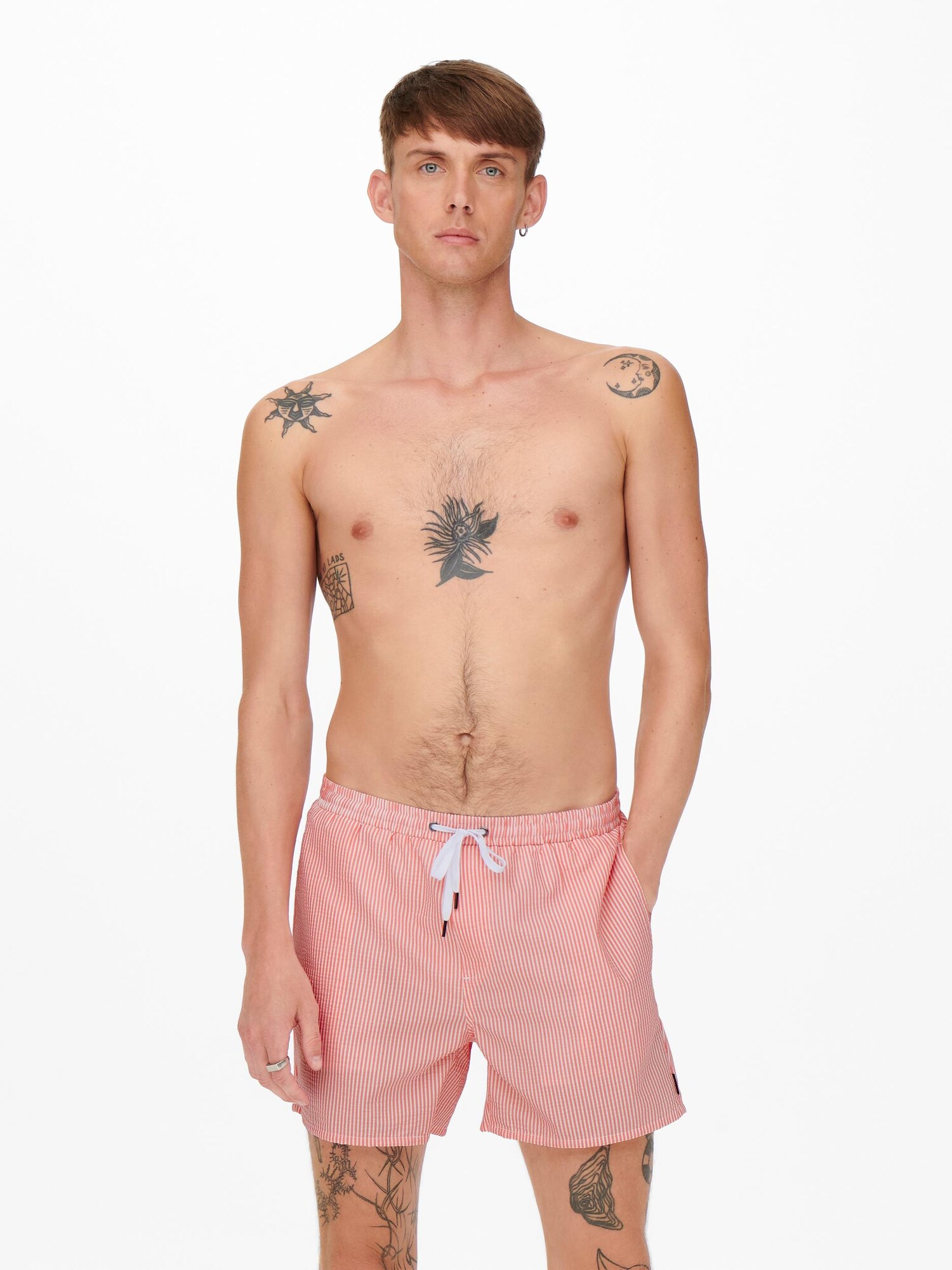 Only & Sons Plavecké šortky 'ONSTED' pitaya / biela (obrázok 3)