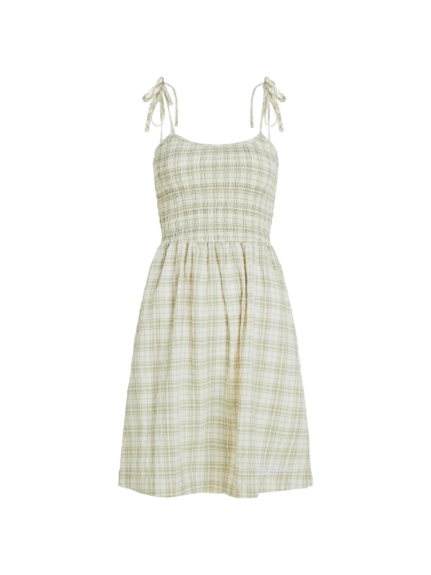 KARL LAGERFELD JEANS Rochie de vară  verde pastel / alb