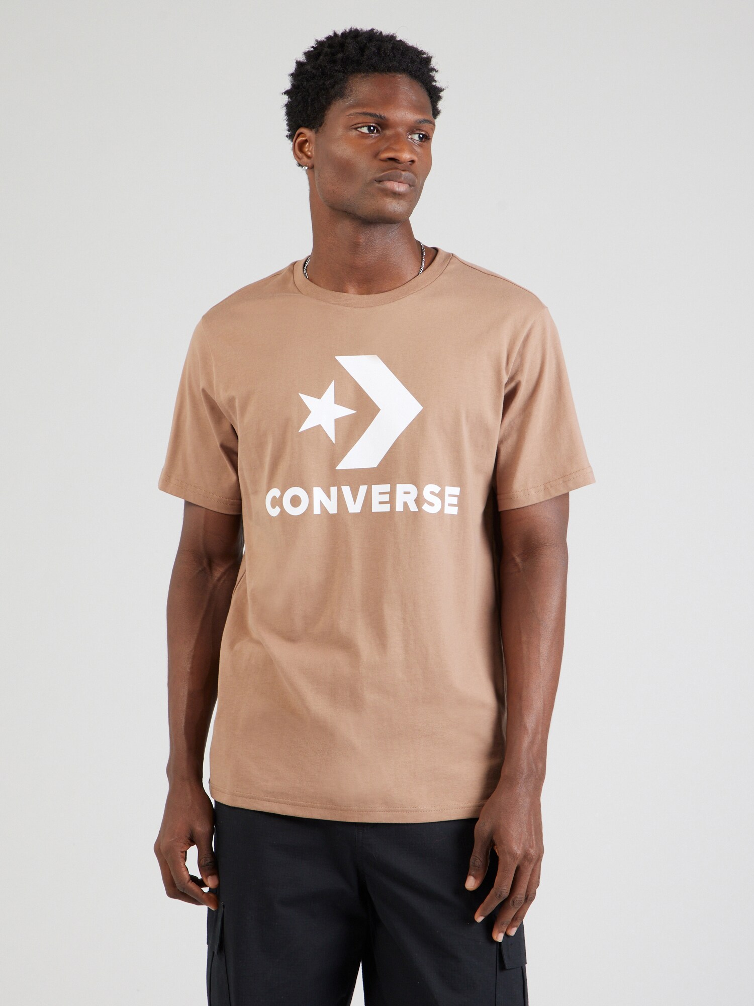 CONVERSE Póló  világosbarna / fehér termék 2. képe