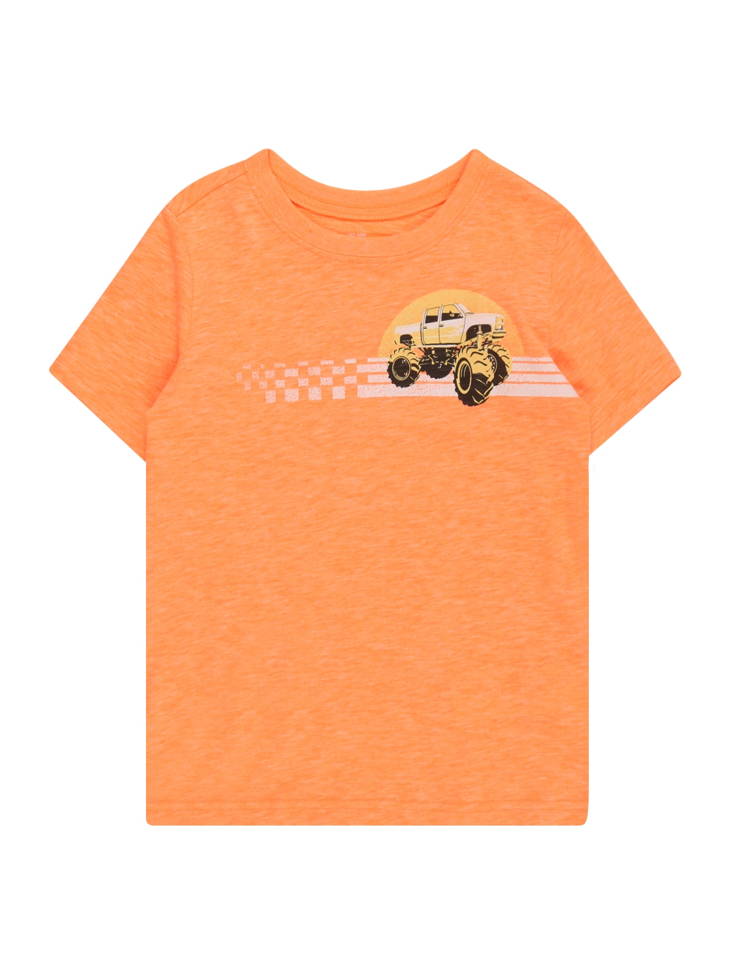 OshKosh Marškinėliai 'GIMME' medaus spalva / margai oranžinė / juoda / balta