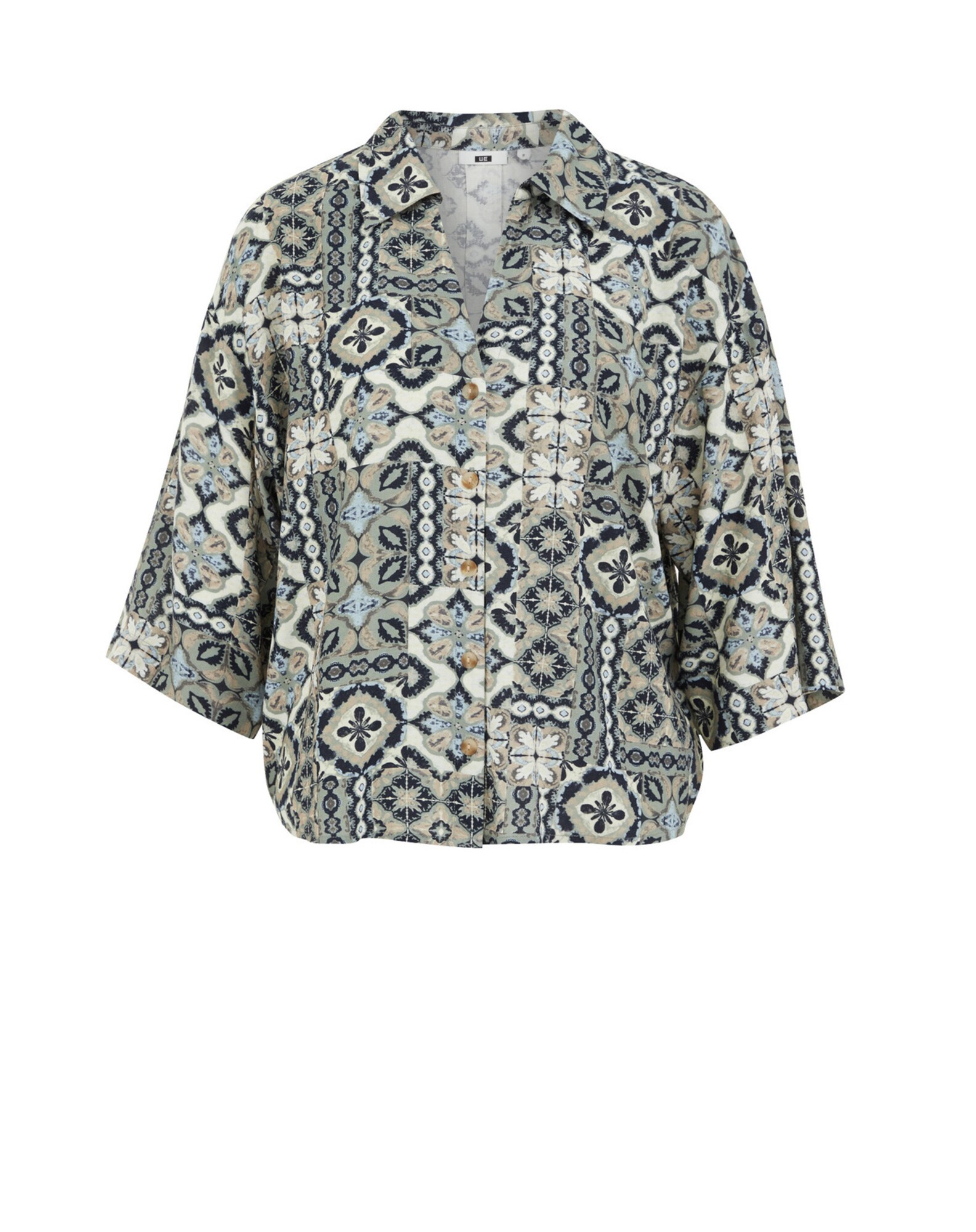 WE Fashion Blúz  tengerészkék / világoskék / jáde / piszkosfehér akciós termékkép 1