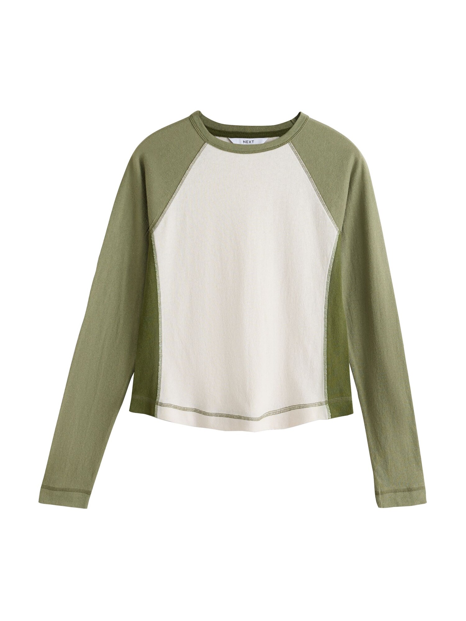 Next Tricou oliv / alb natural
