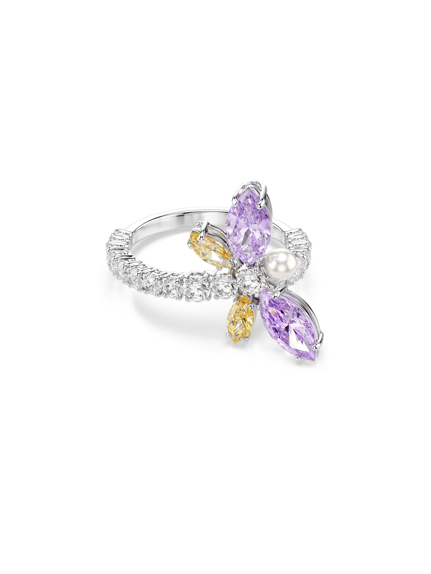 Swarovski Inele  galben / lila / argintiu / transparent