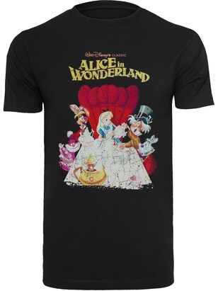 F4NT4STIC Shirt ‘Disney Alice In Wonderland Retro’ Beige / Pink / Donkerrood / Zwart