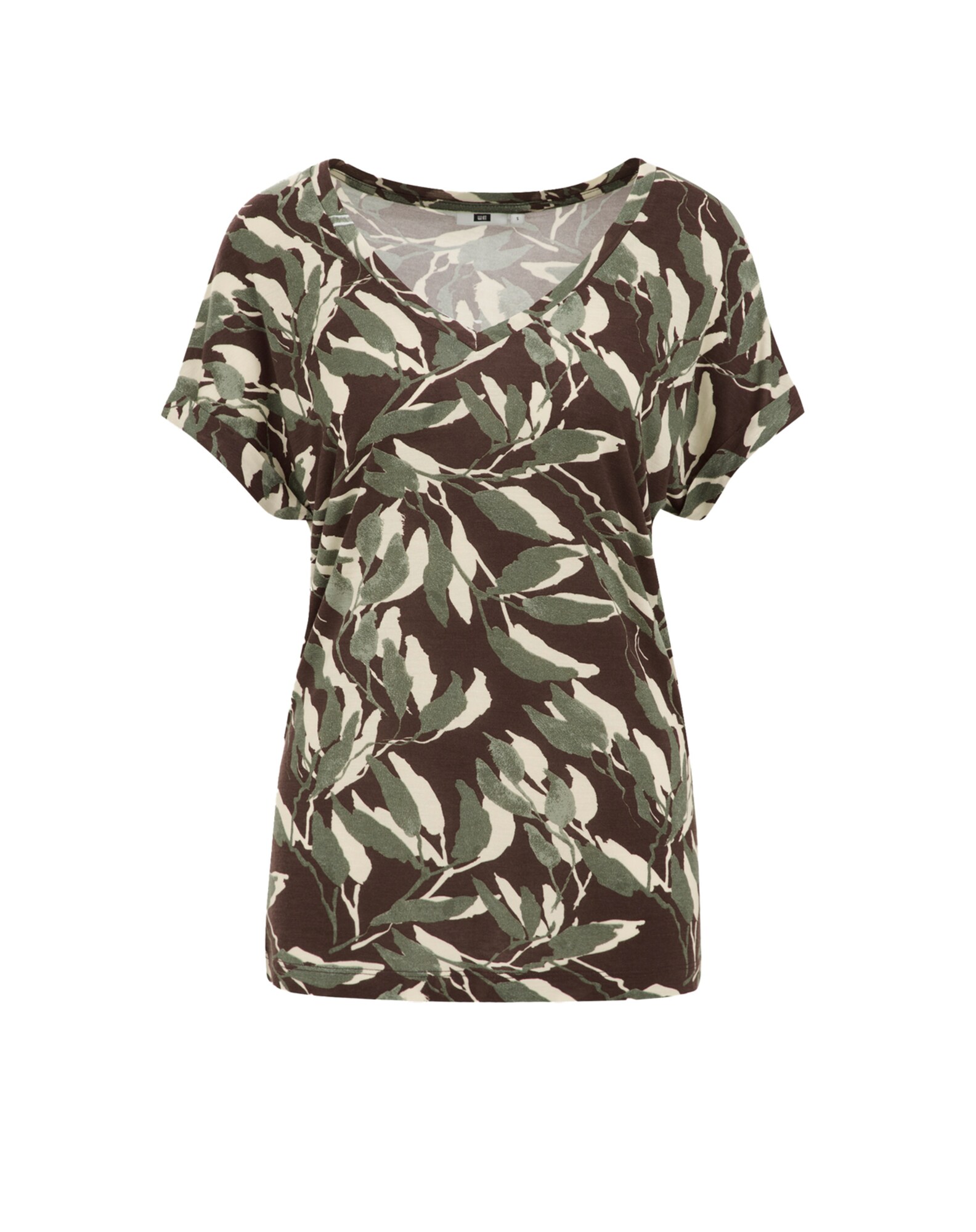 WE Fashion Póló  barna / zöld / fehér akciós termékkép 1