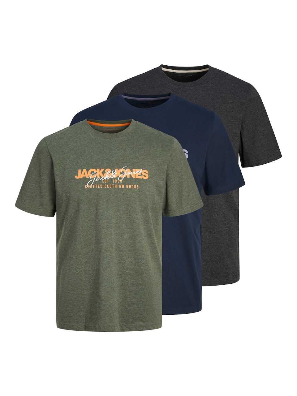 T-shirt 'JJAlvis' marinblå / mörkgrå / grönmelerad