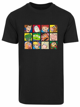 F4NT4STIC Shirt ‘Disney Toy Story Character Squares’ Geel / Groen / Rood / Zwart