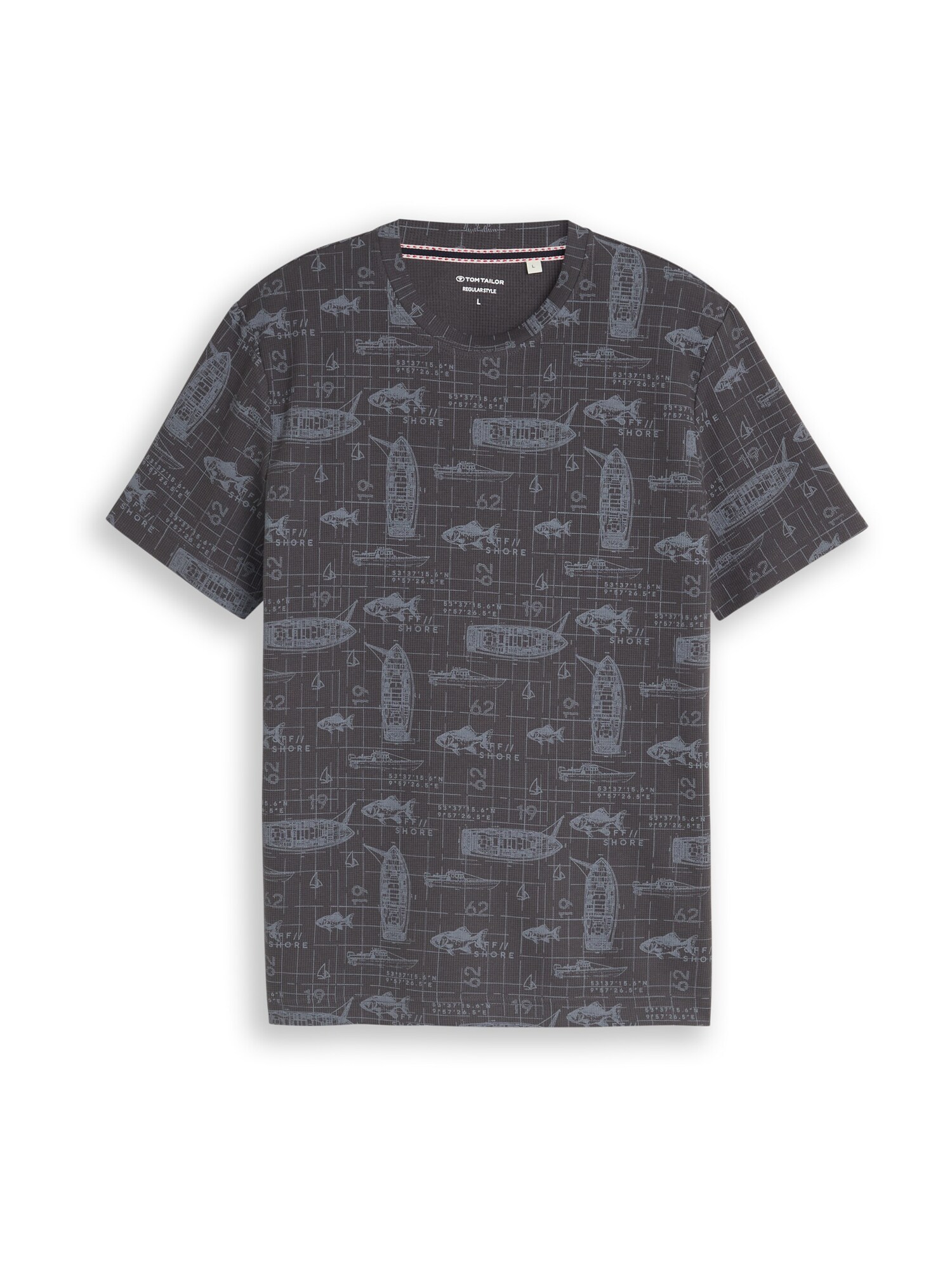 TOM TAILOR Tricou albastru porumbel / gri metalic