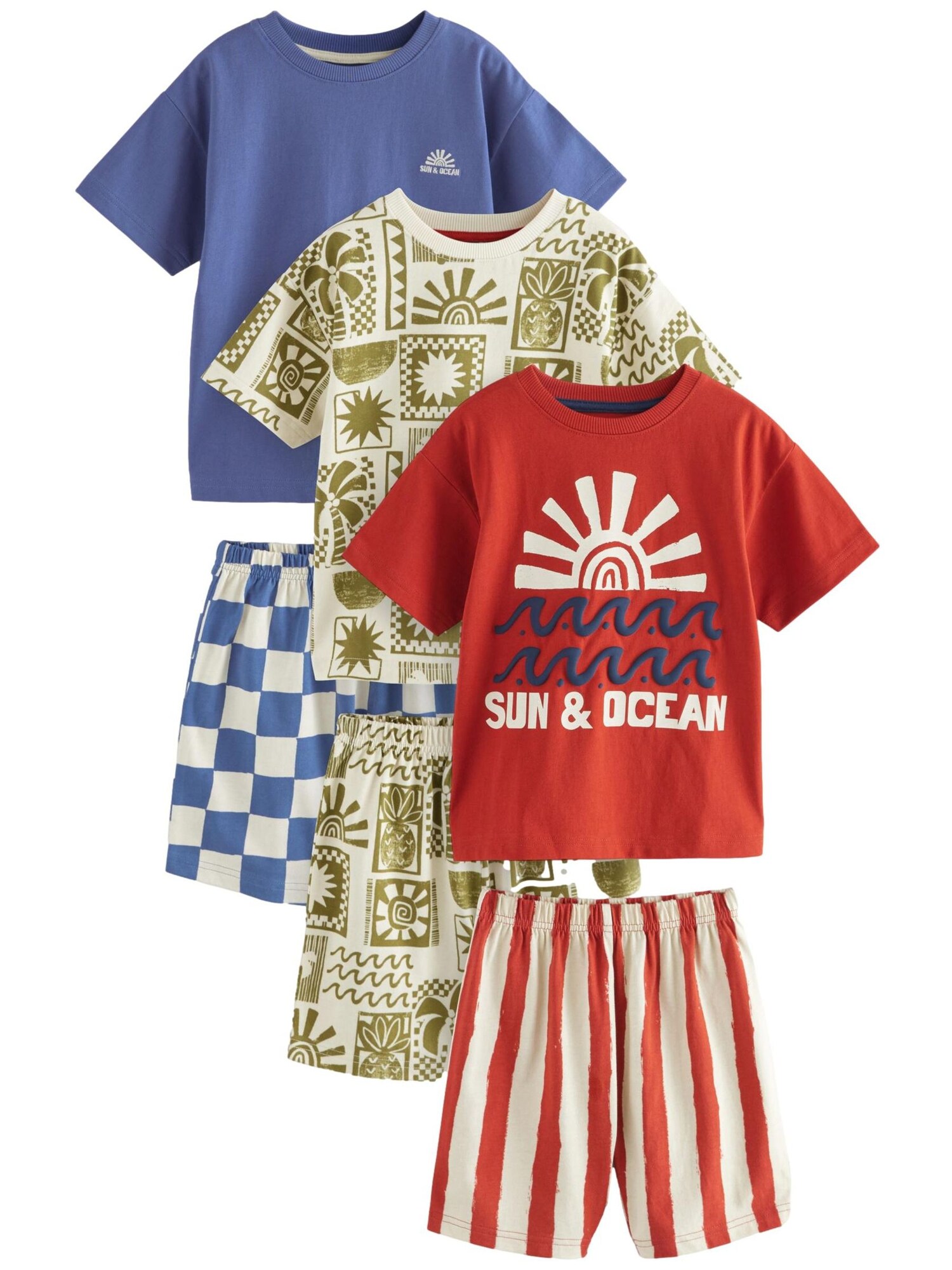 Next Pijamale  albastru / oliv / roșu / alb