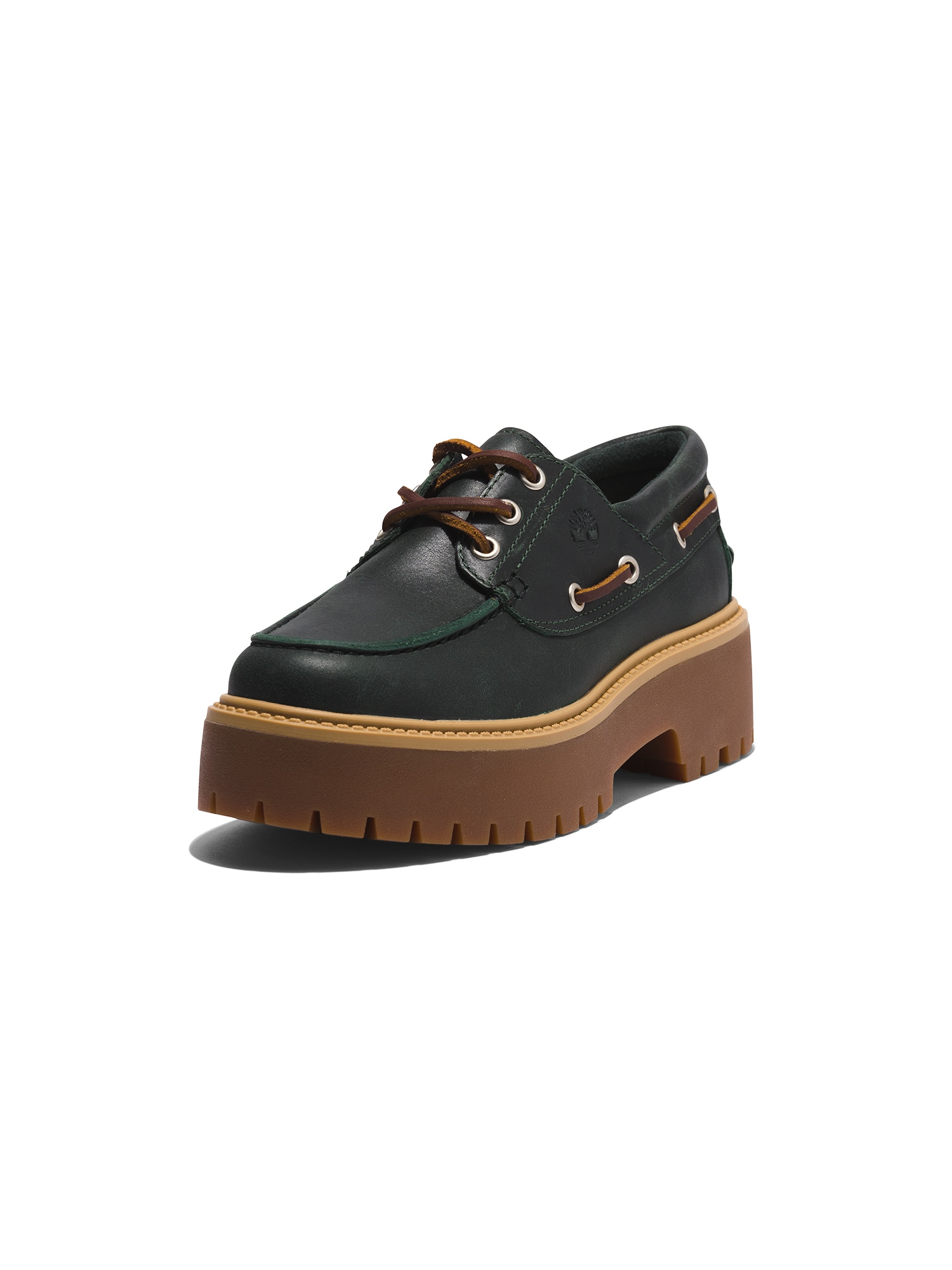 TIMBERLAND Обувки с връзки 'Stone Street 3 Eye Boat'  кафяво / тъмнозелено