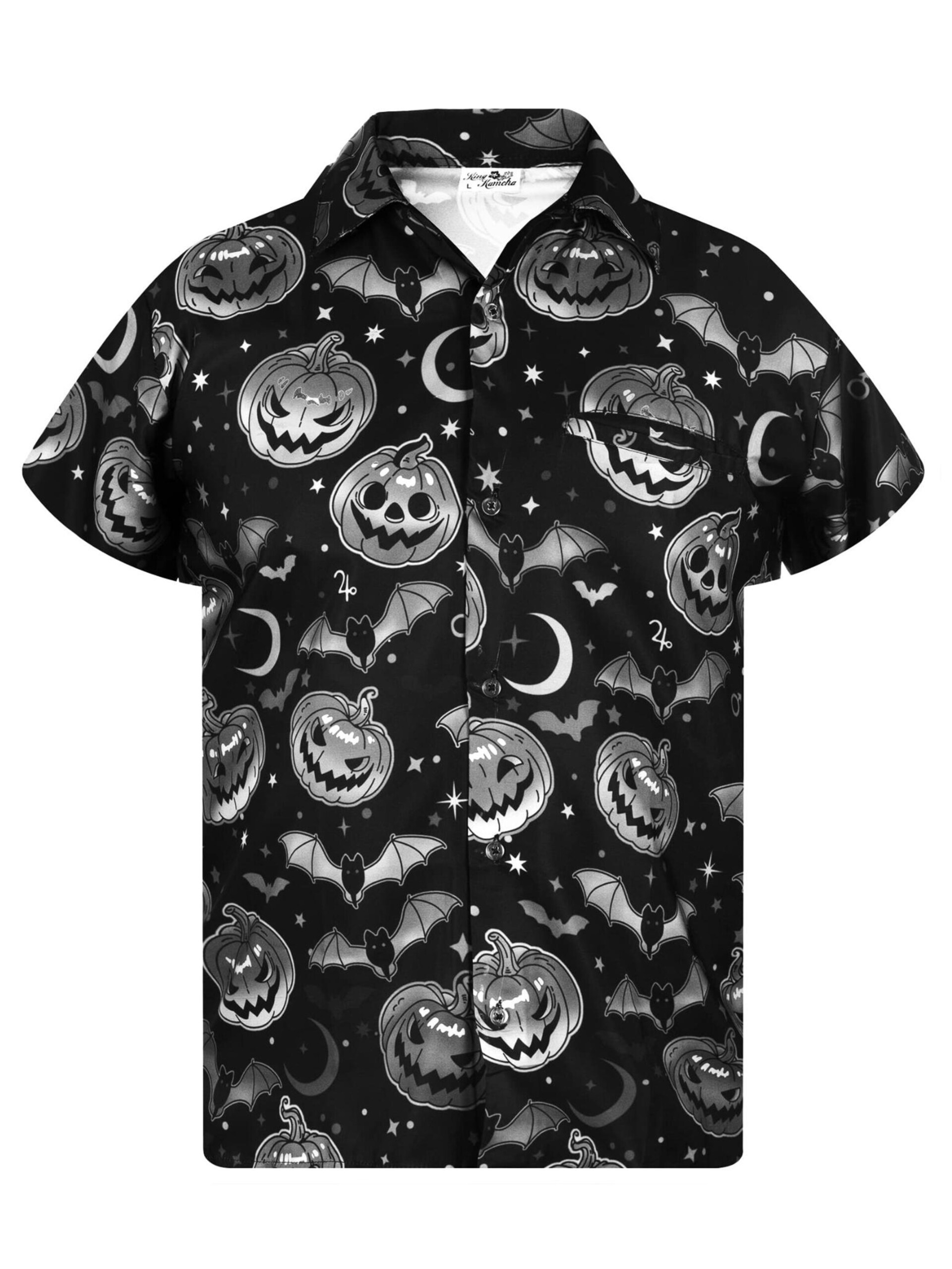 King Kameha T-shirt 'Halloween Pumpkin Bat' herr