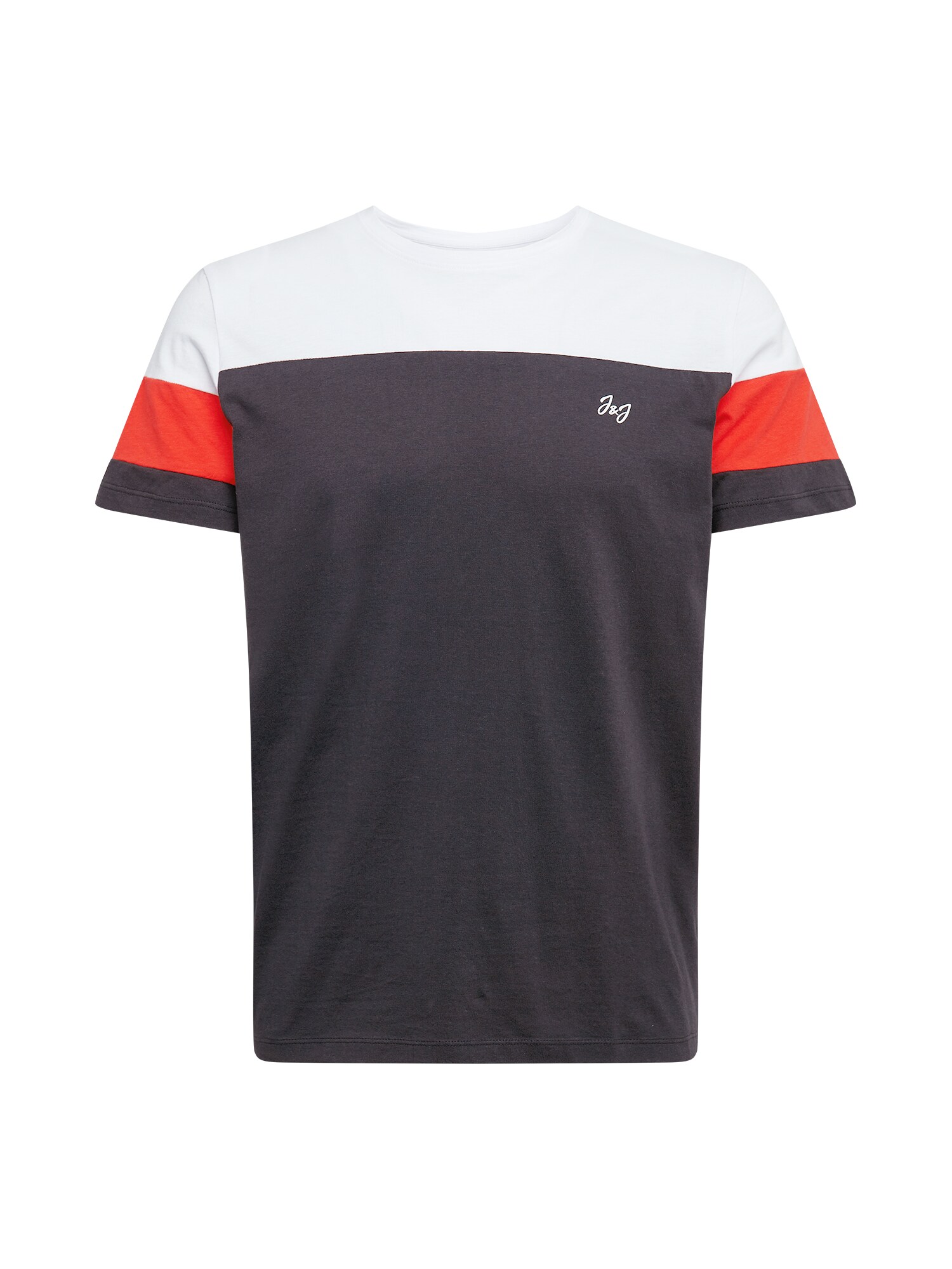 JACK & JONES Marškinėliai 'OLIIVER'  juoda / balta / oranžinė