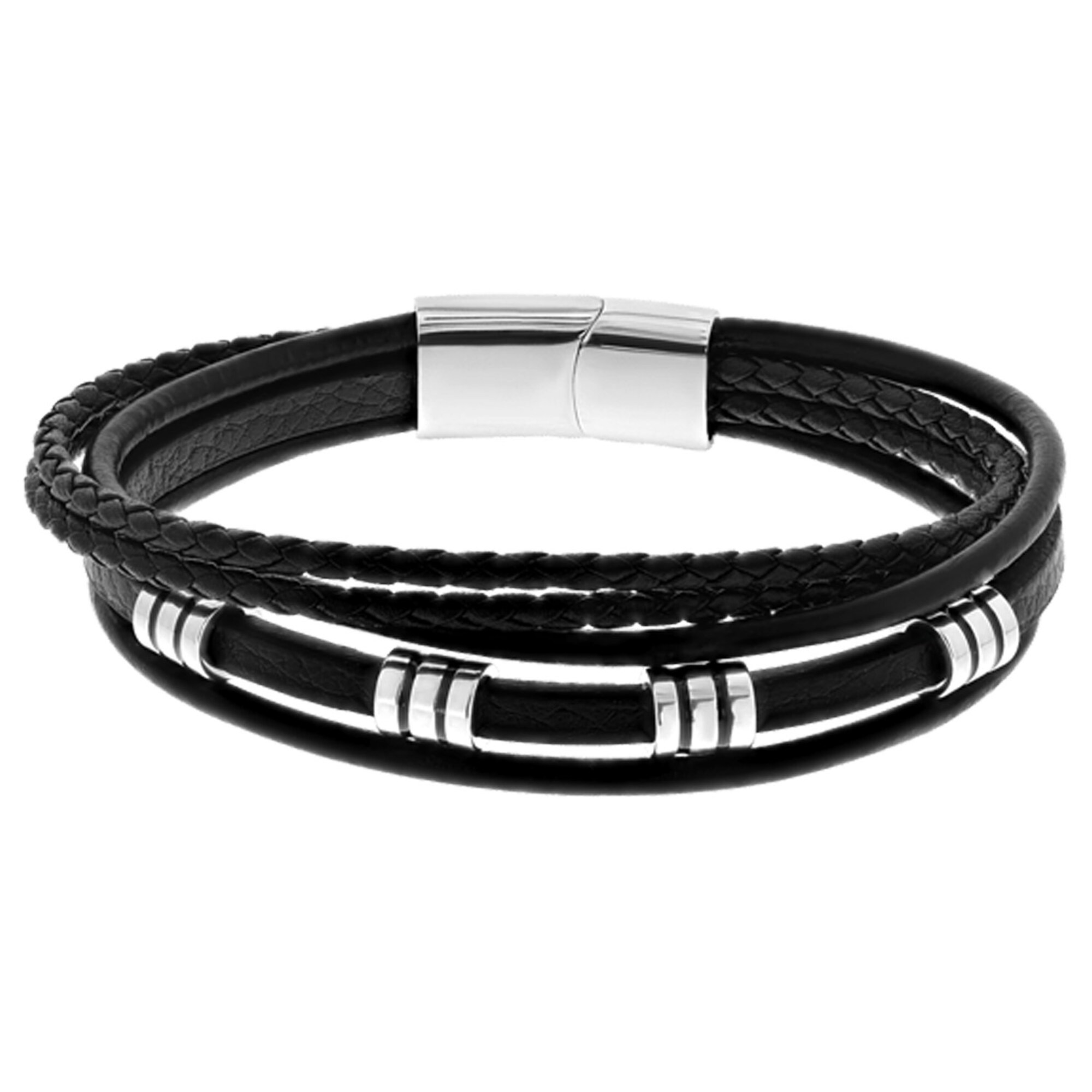 Lucardi Armband 'Smart Casual' Zwart / Zilver