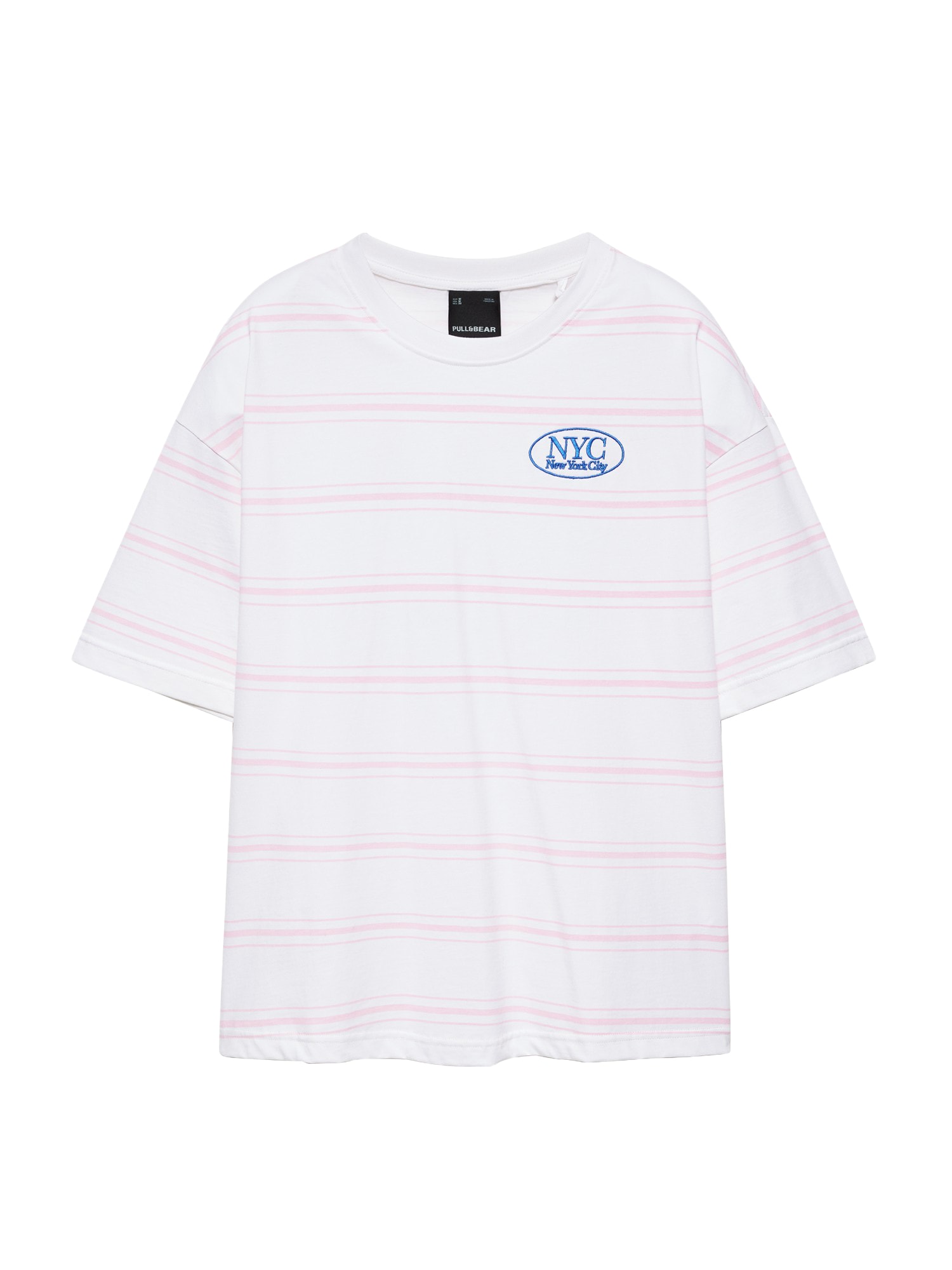 Pull&Bear Tricou safir / roz / alb