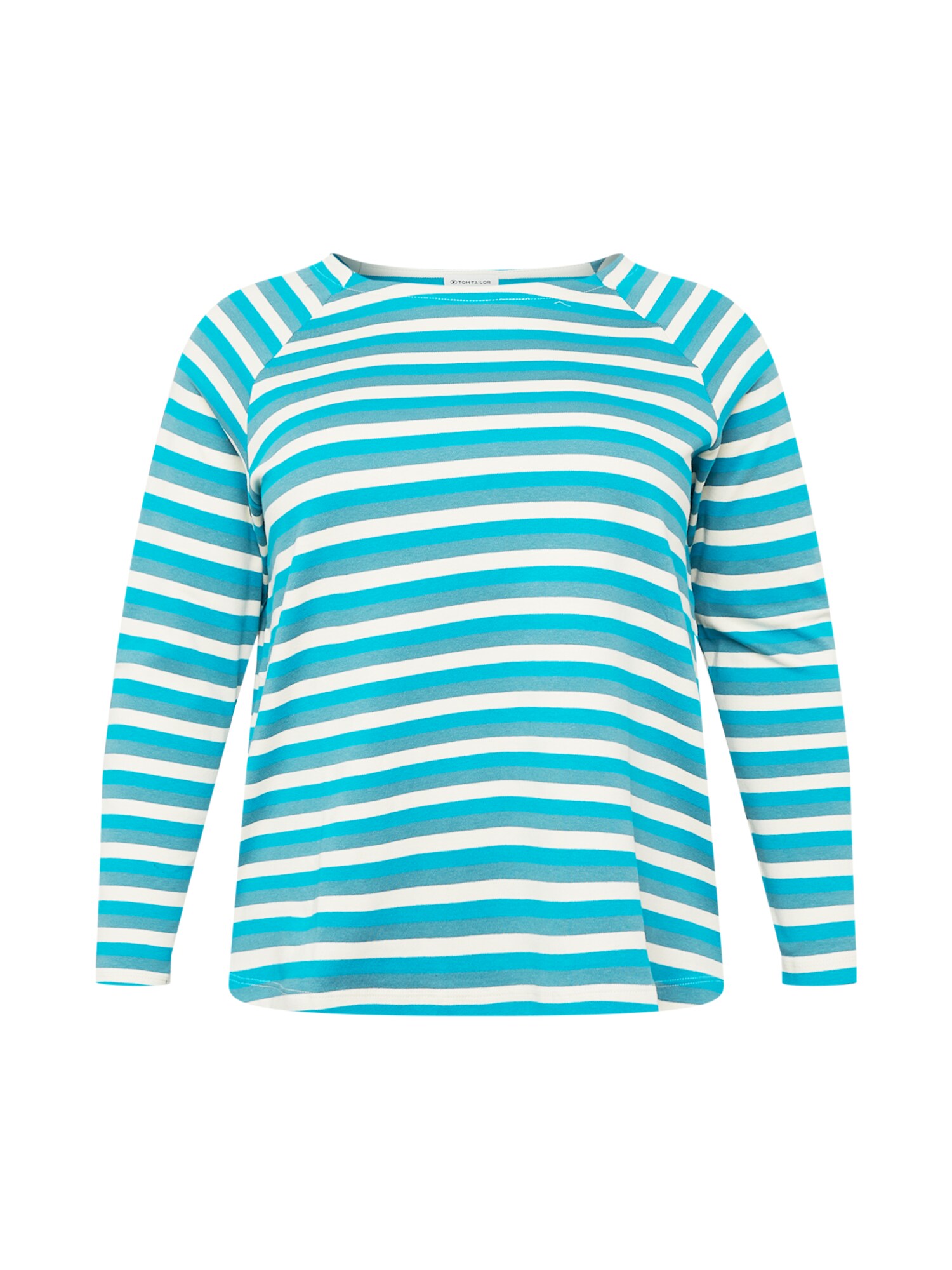 Tom Tailor Women + Marškinėliai turkio spalva / žalsvai mėlyna / balta