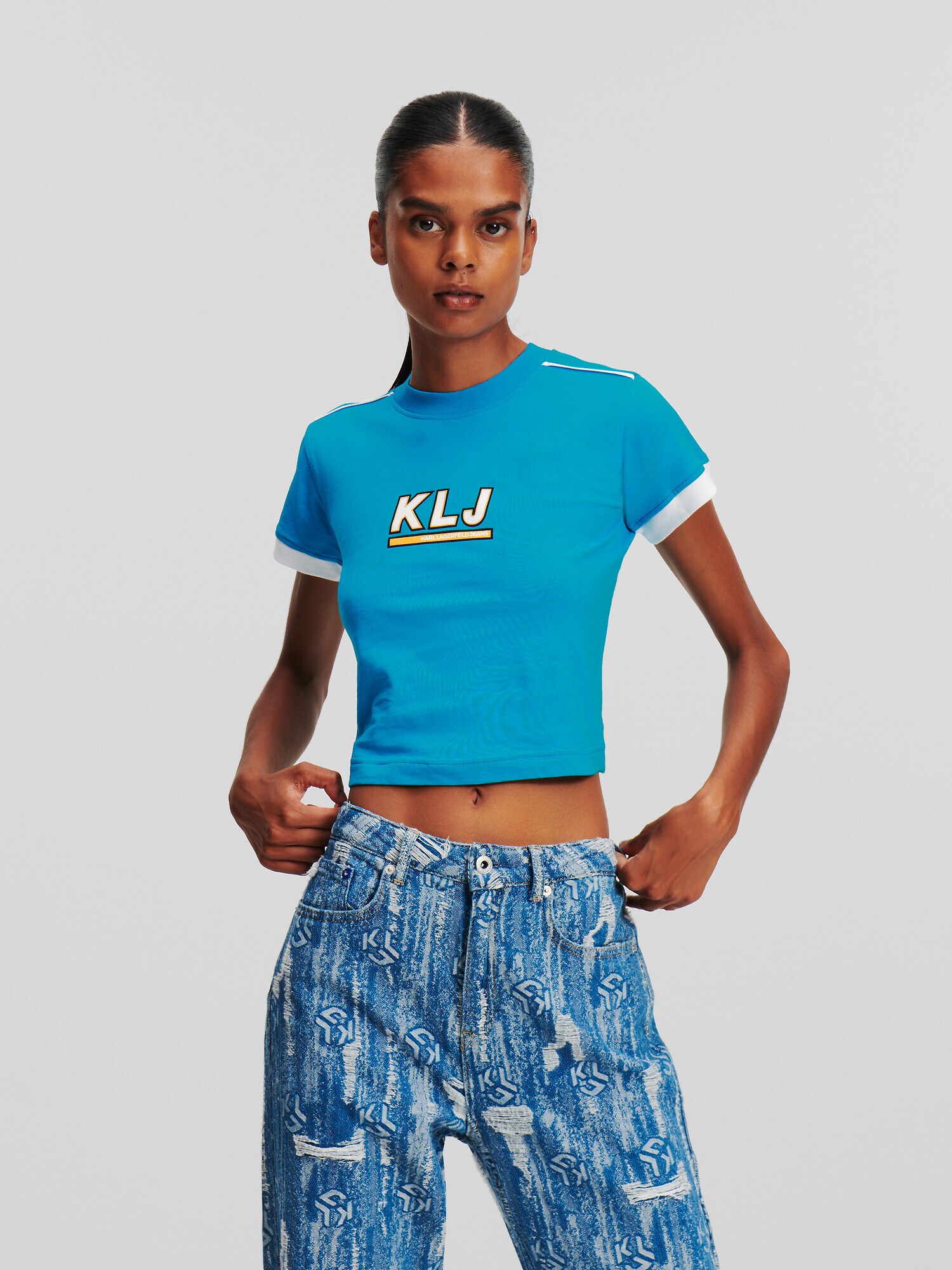 KARL LAGERFELD JEANS Póló  kék / fekete / fehér termék 2. képe