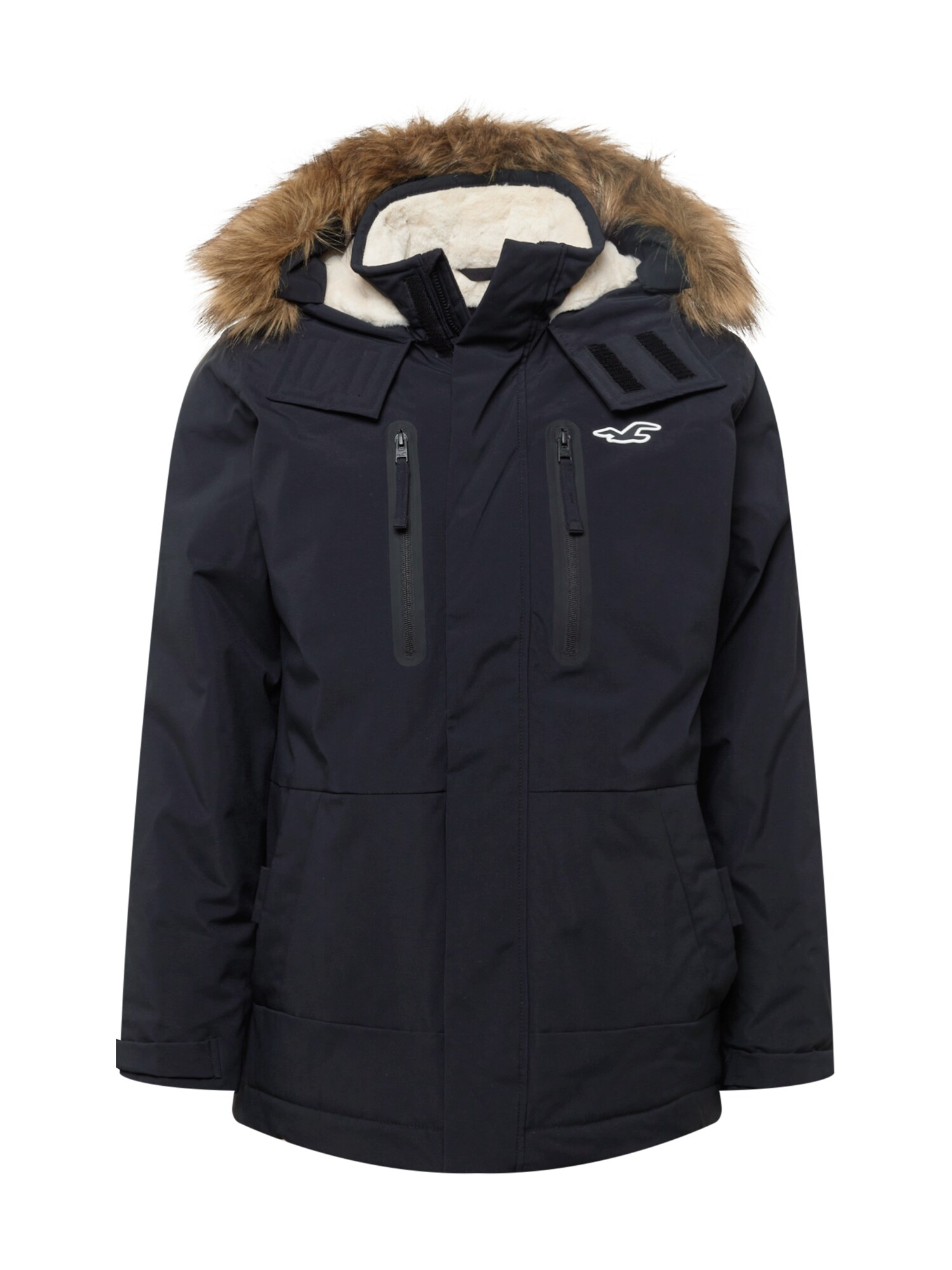 HOLLISTER Zimska jakna  rjava / črna / naravno bela