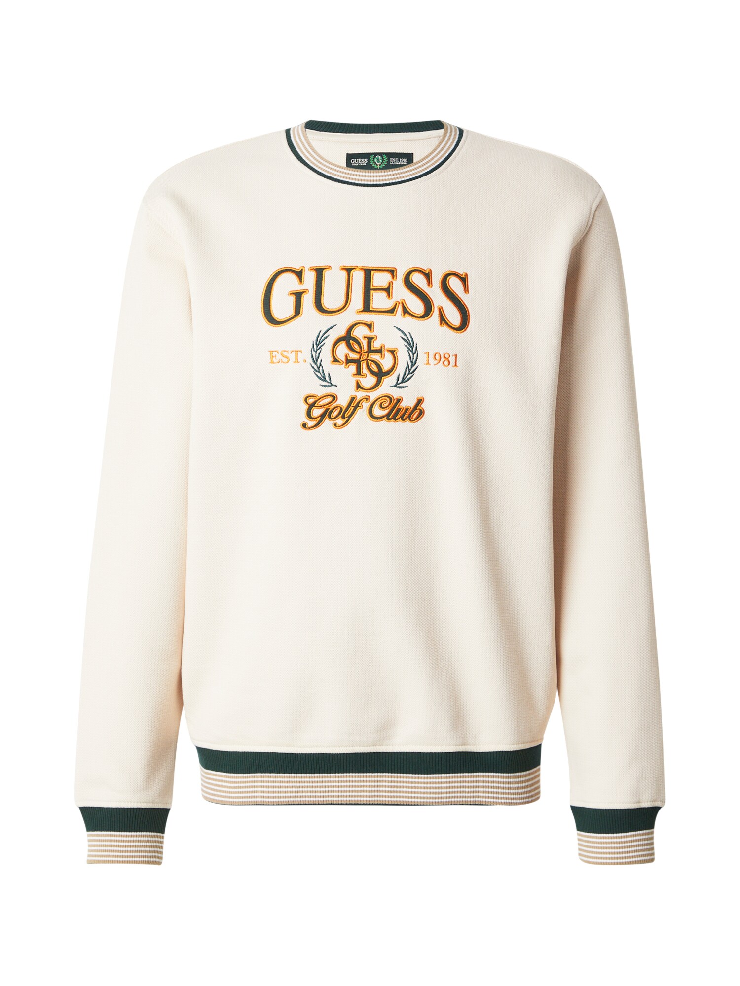 GUESS Bluză de molton  bej / verde închis / portocaliu