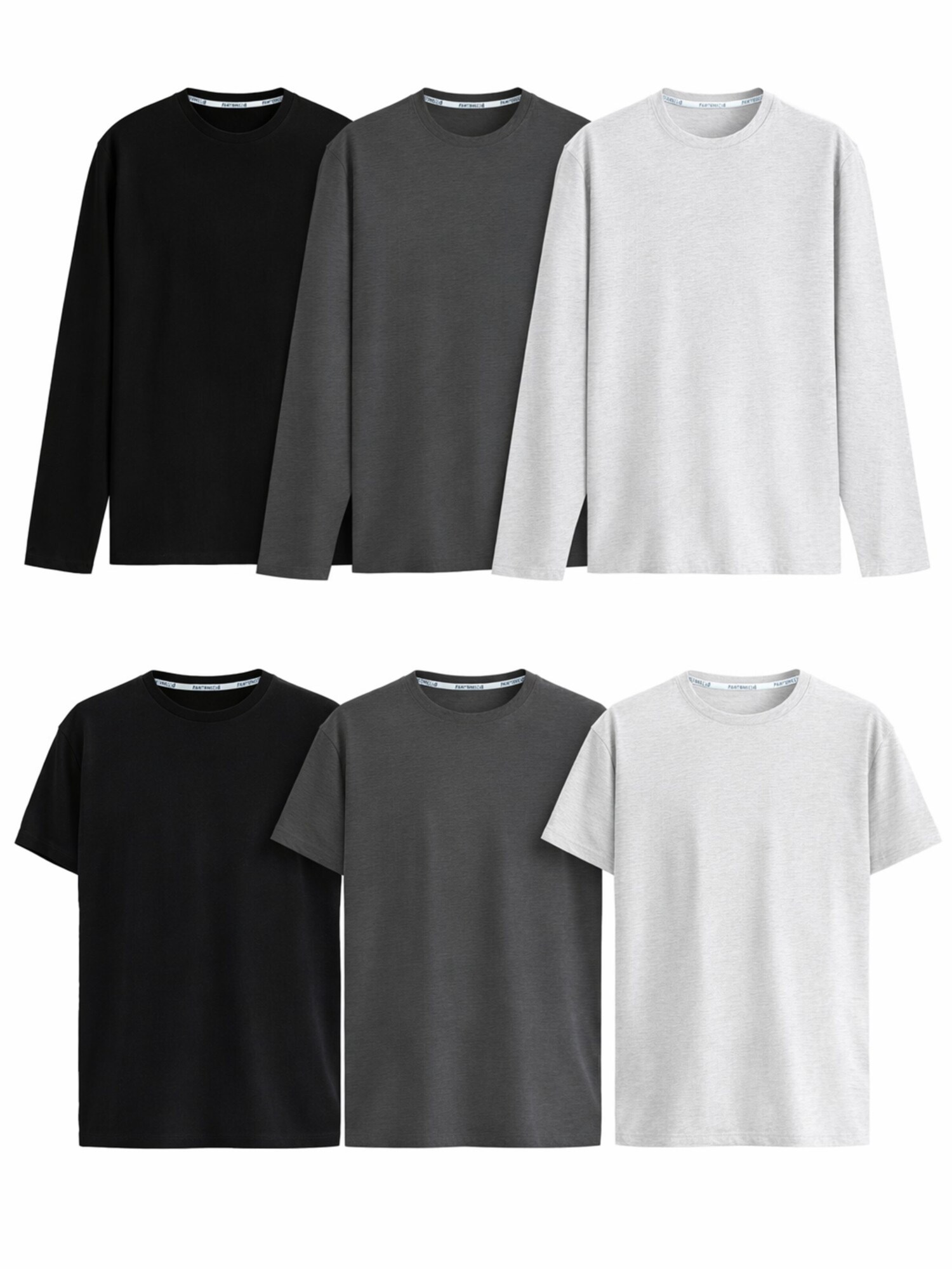 PANTONECLO Maglietta 'Pantoneclo Men’s Crew Neck Short & Long Sleeve T-Shirt- 6 PCS'  colori misti
