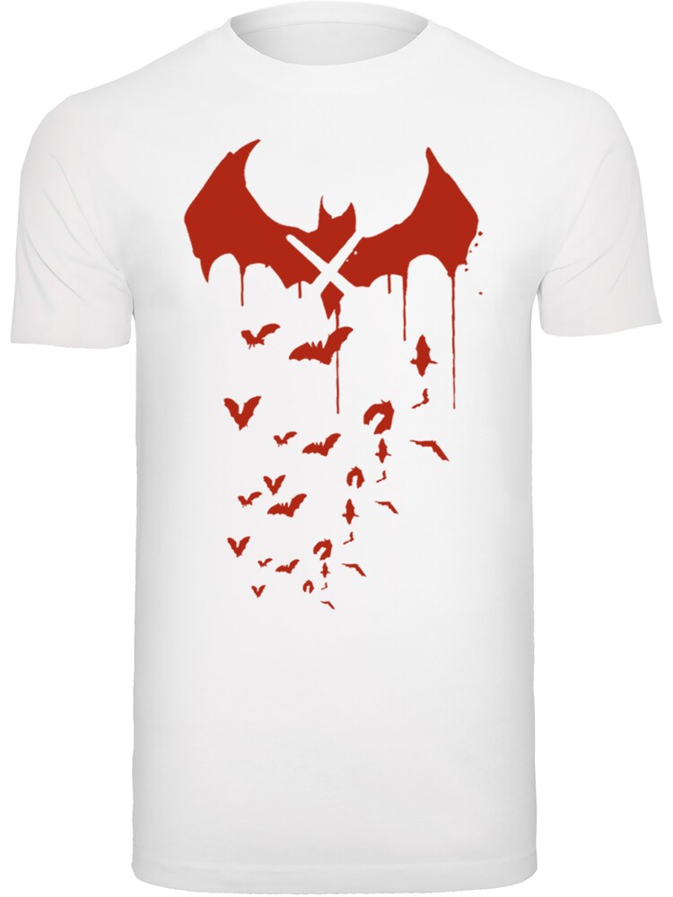 F4NT4STIC Shirt 'DC Comics Batman Arkham Knight Bats X Drip' Herren Größe 4XL dunkelrot / weiß