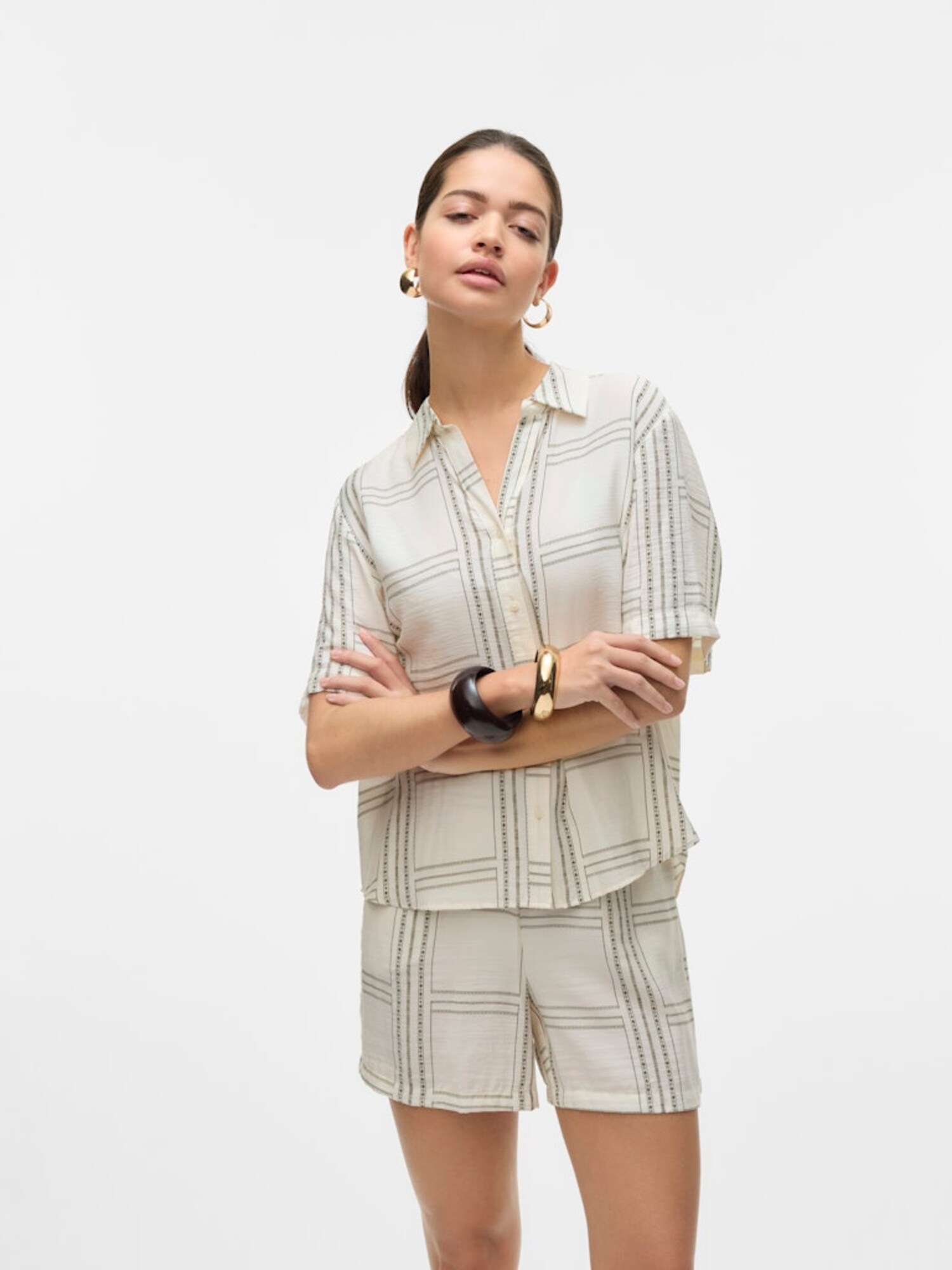 VERO MODA Blúz 'VMJOSIE BERTA'  olíva / fehér termék 2. képe