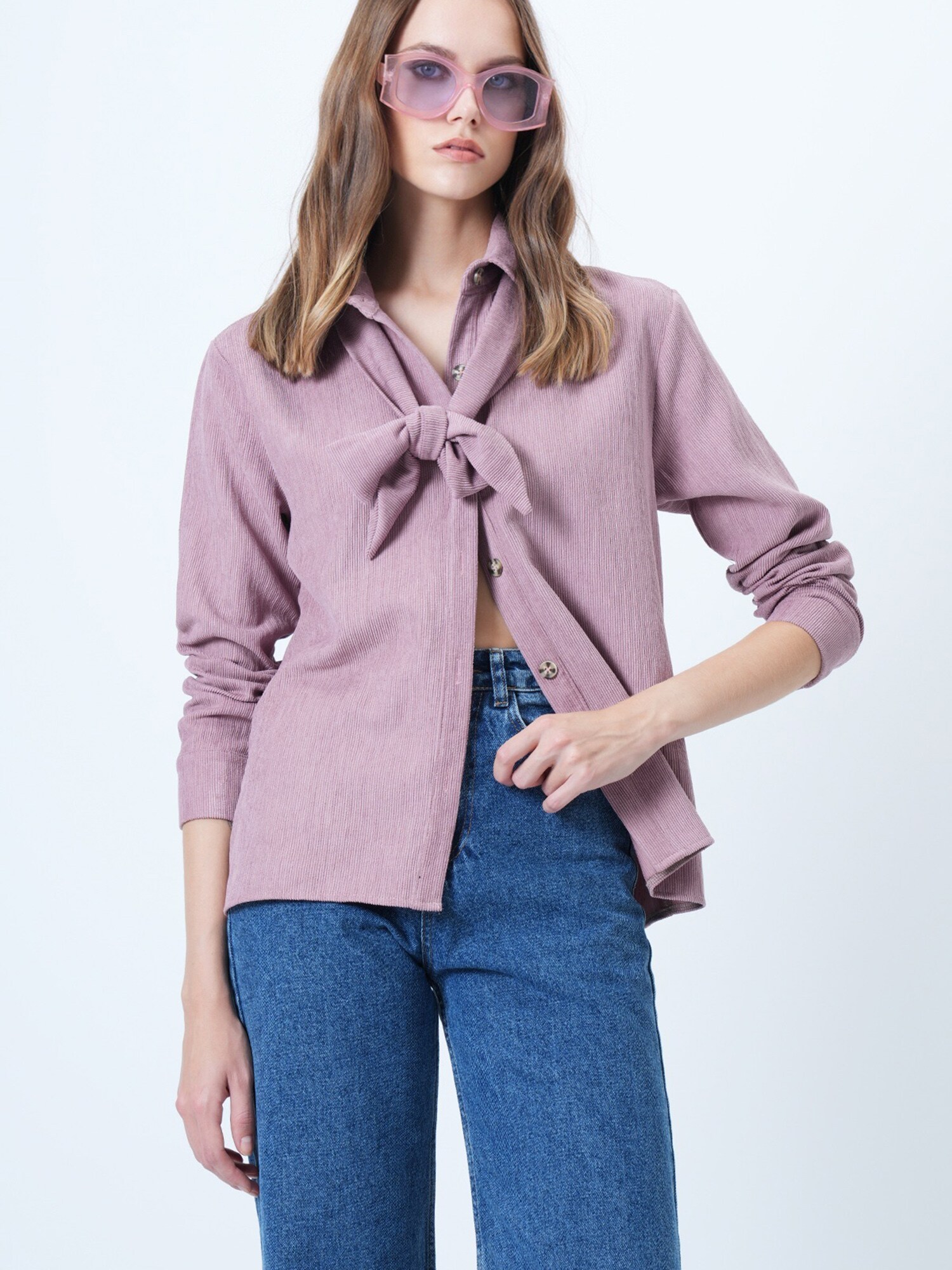 Trend Alaçatı Stili Bluza  prljavo roza