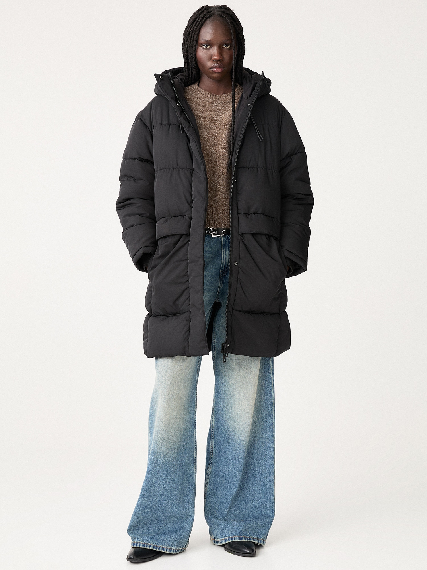 Pull&Bear Télikabátok  fekete termék 2. képe