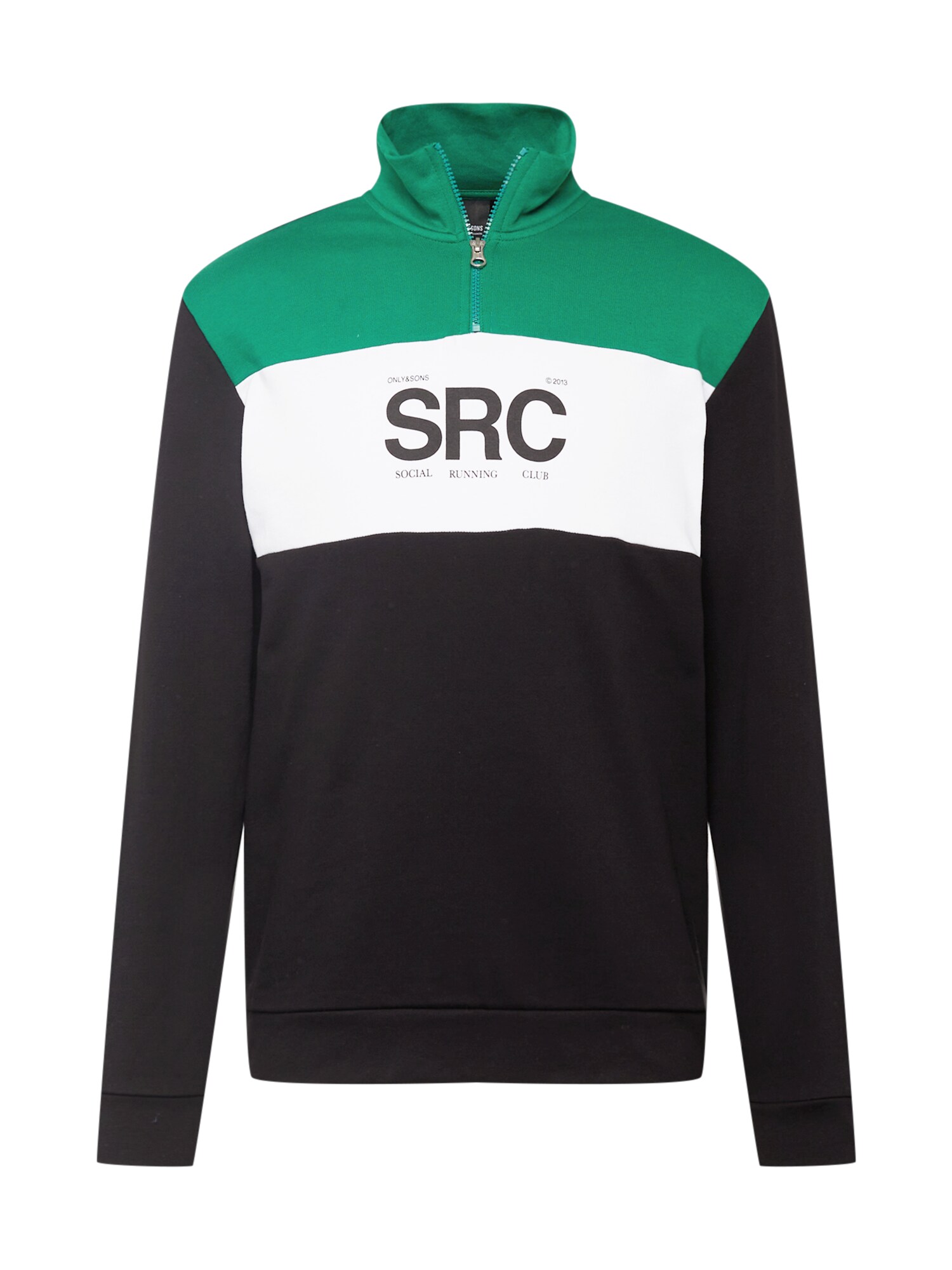 Only & Sons Only & Sons Sweatshirt 'RUNNING' grasgrün / schwarz / weiß