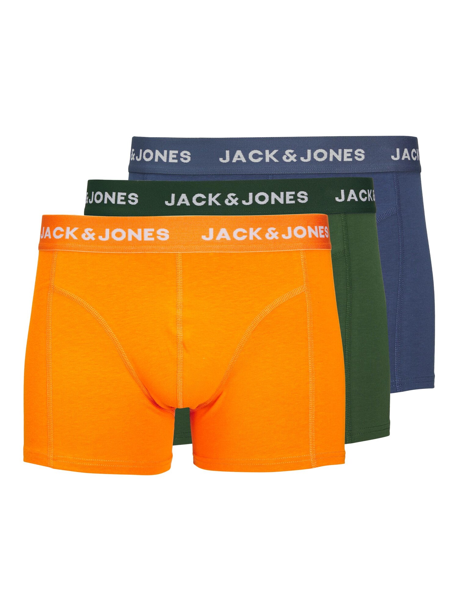 JACK & JONES Boxerky 'Kex'  tmavomodrá / tmavozelená / oranžová / biela