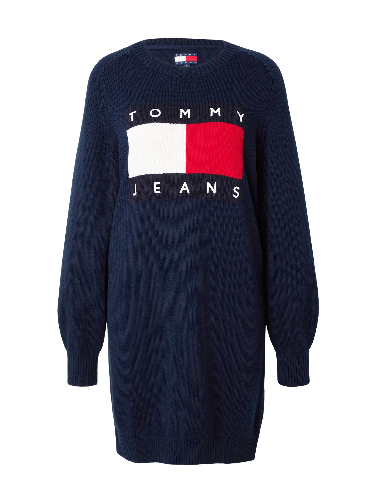 Tommy Jeans Pletené šaty  tmavomodrá / červená / biela