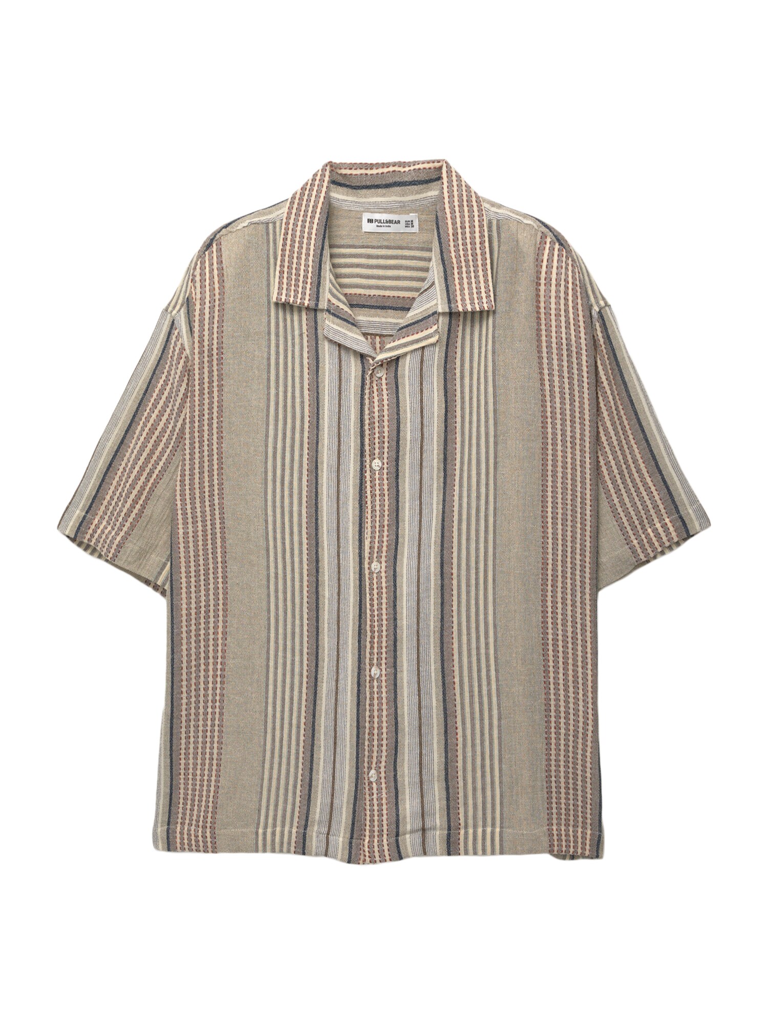 Pull&Bear Cămașă  ecru / bleumarin / maro cappuccino / roșu burgundy