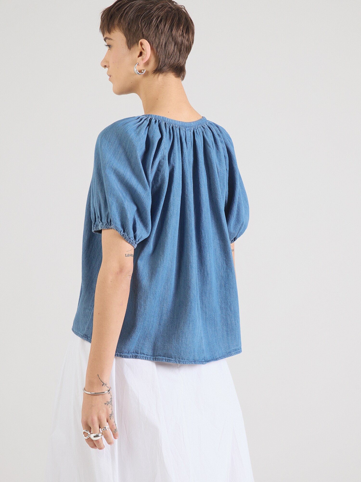 GAP Blúzka 'POPOVER'  modrá denim (obrázok 3)