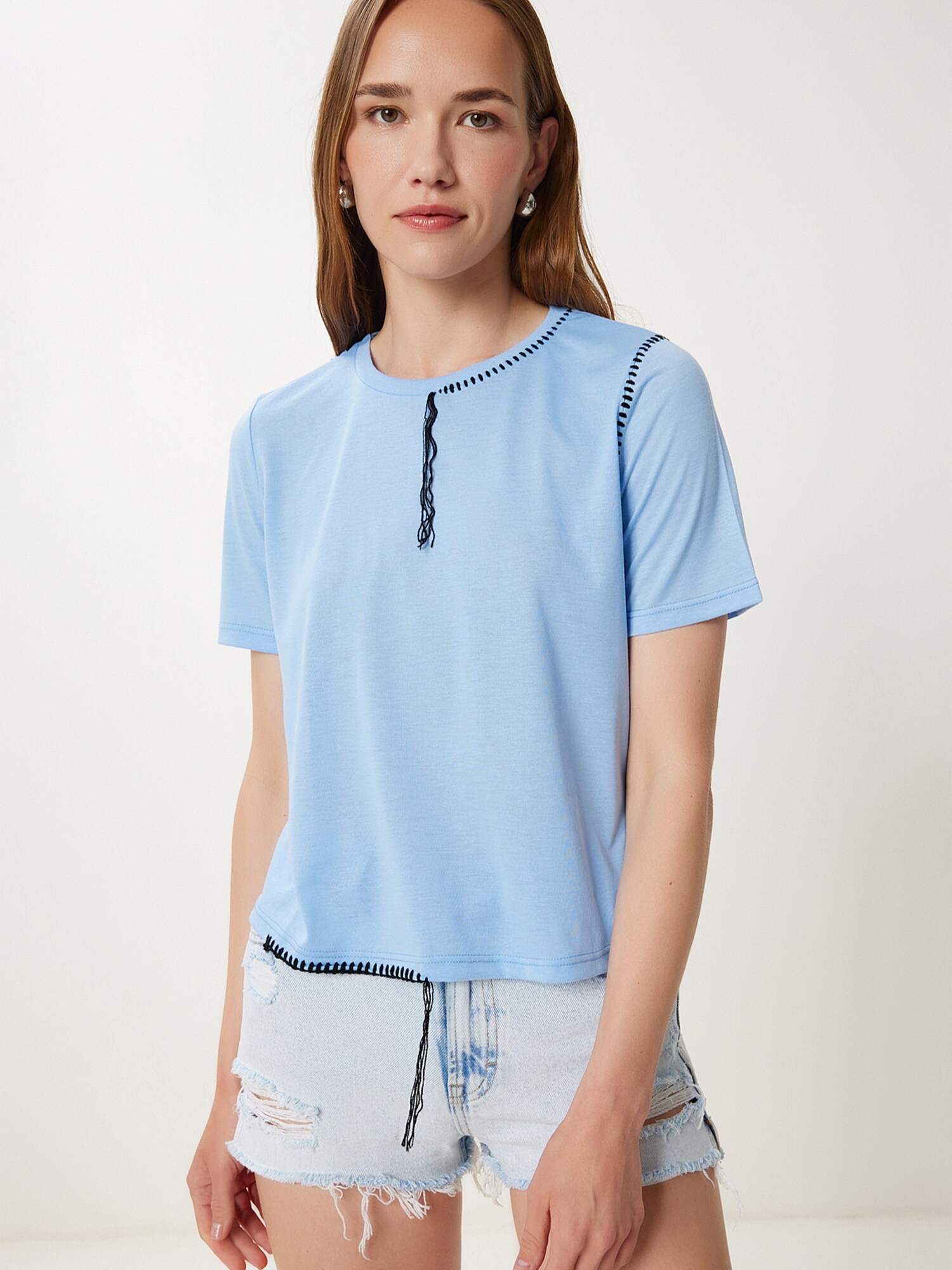 Happiness İstanbul Tricou albastru deschis / negru