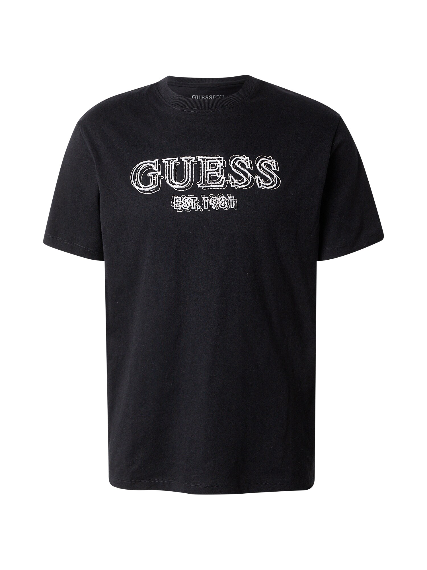 GUESS Tricou  alb kitt / negru / alb