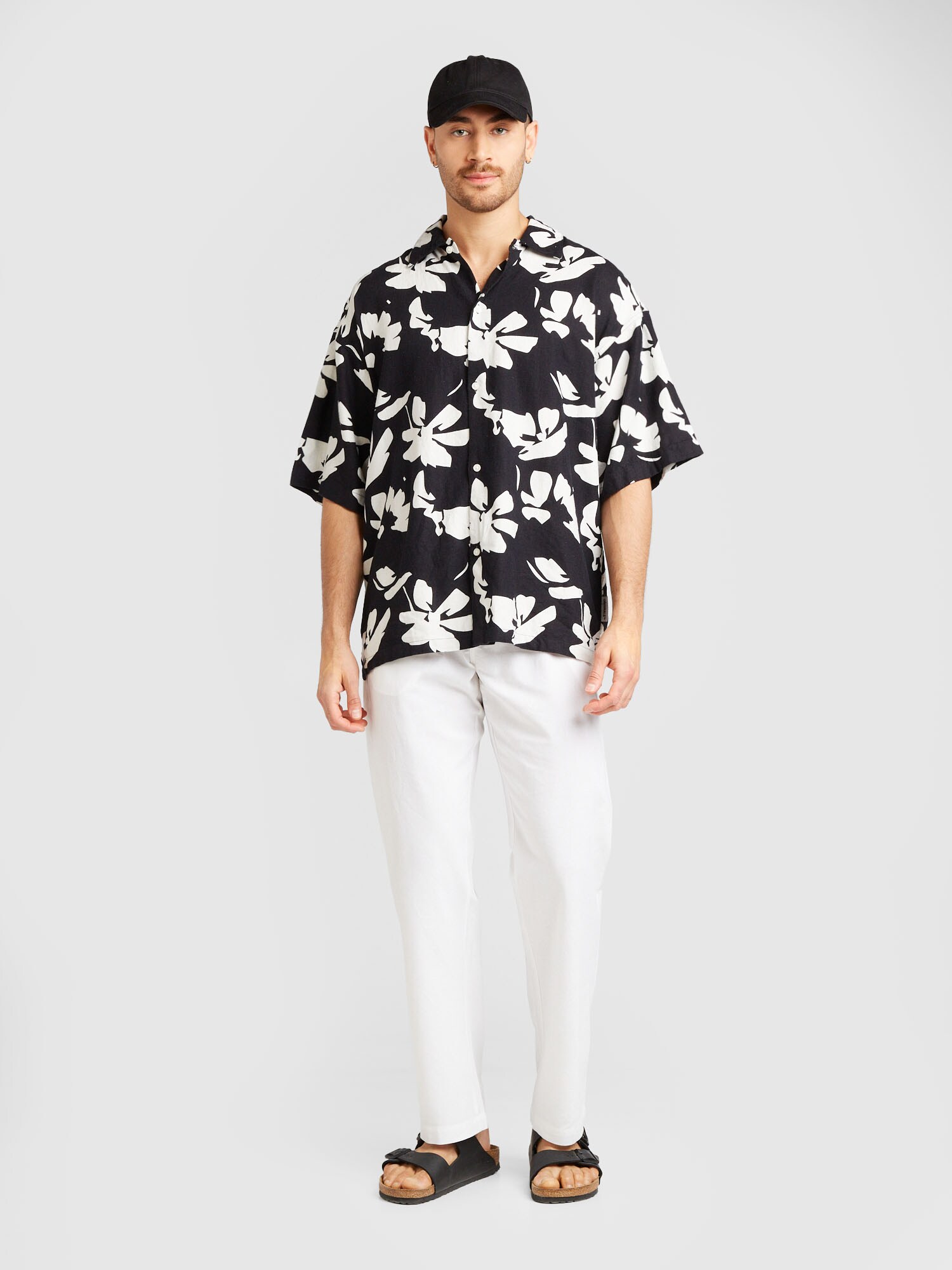 JACK & JONES Košeľa 'FARO' čierna / biela (obrázok 4)
