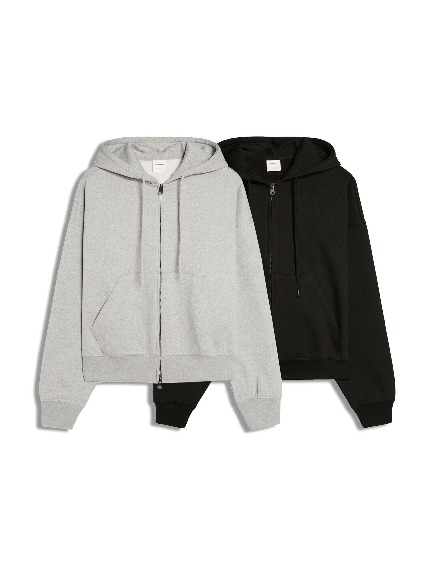 Bershka Hanorac gri deschis / negru